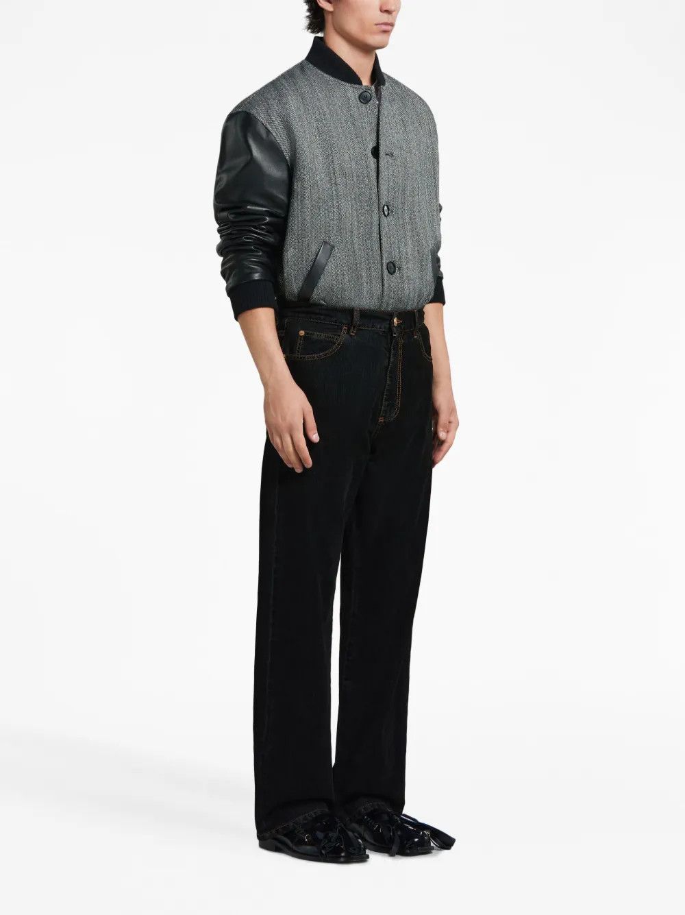 Marni o1w1db10125 Logo-Embossed Bomber Jacket in Black/Grey Size US M / EU 48-50 / 2 - 4 Thumbnail