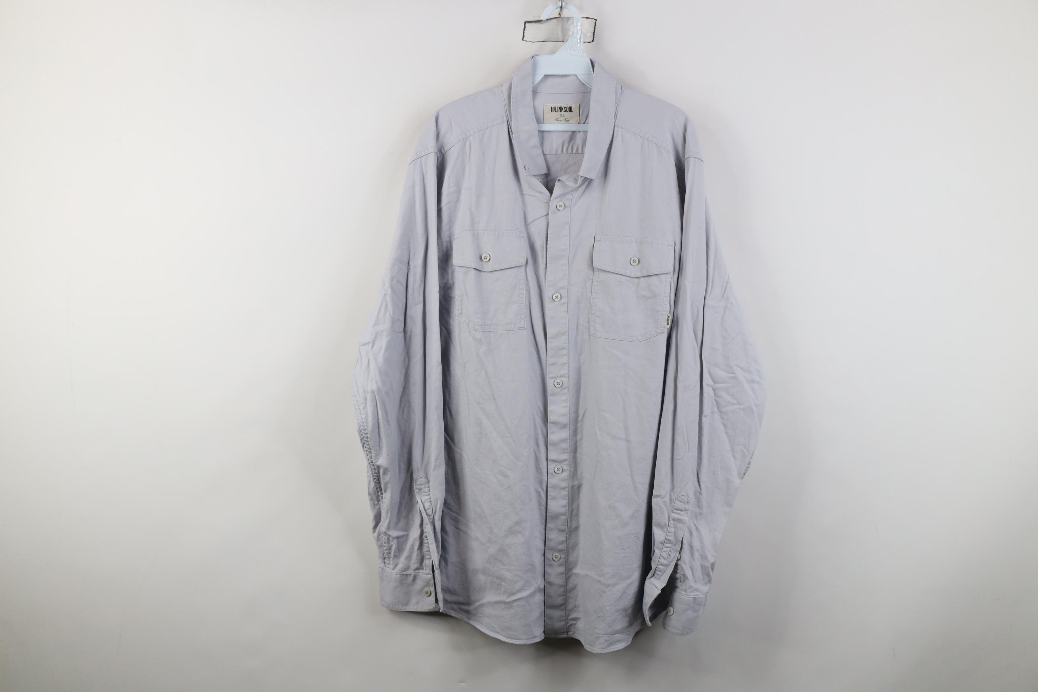 Vintage Linksoul Link Soul Collared Button Down Shirt Steel Blue Size US XL / EU 56 / 4 - 1 Thumbnail