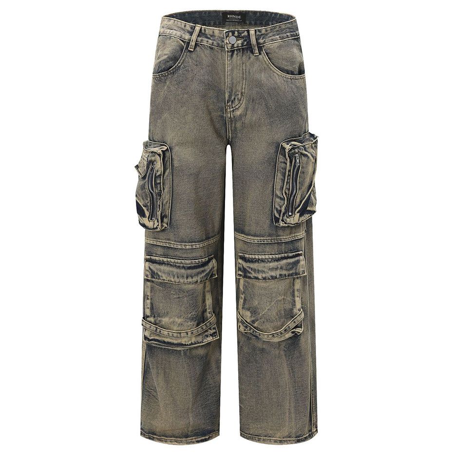 Multi Pocket Vintage Baggy Jeans Loose