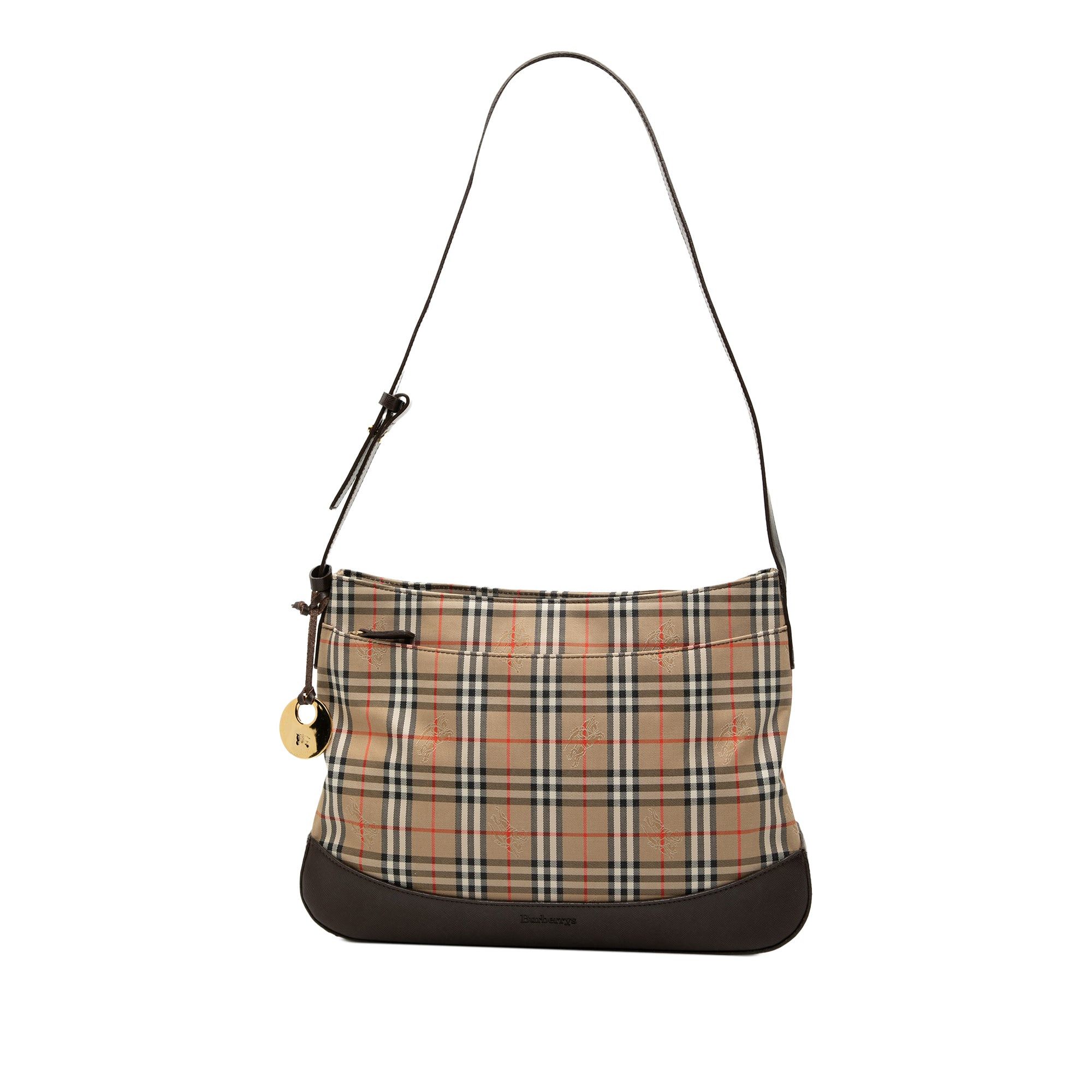 Burberry Haymarket Check Canvas Shoulder Bag in Brown, Women's
