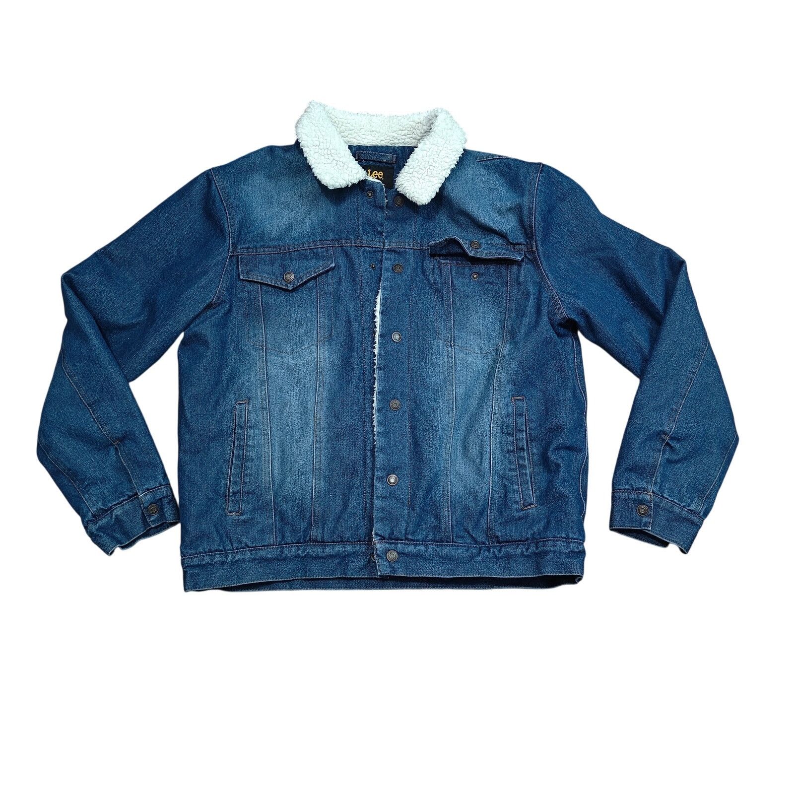 Lee Lee Men's Blue Denim Trucker Sherpa Lined Heavyweight Jacket Size US M / EU 48-50 / 2 - 2 Thumbnail