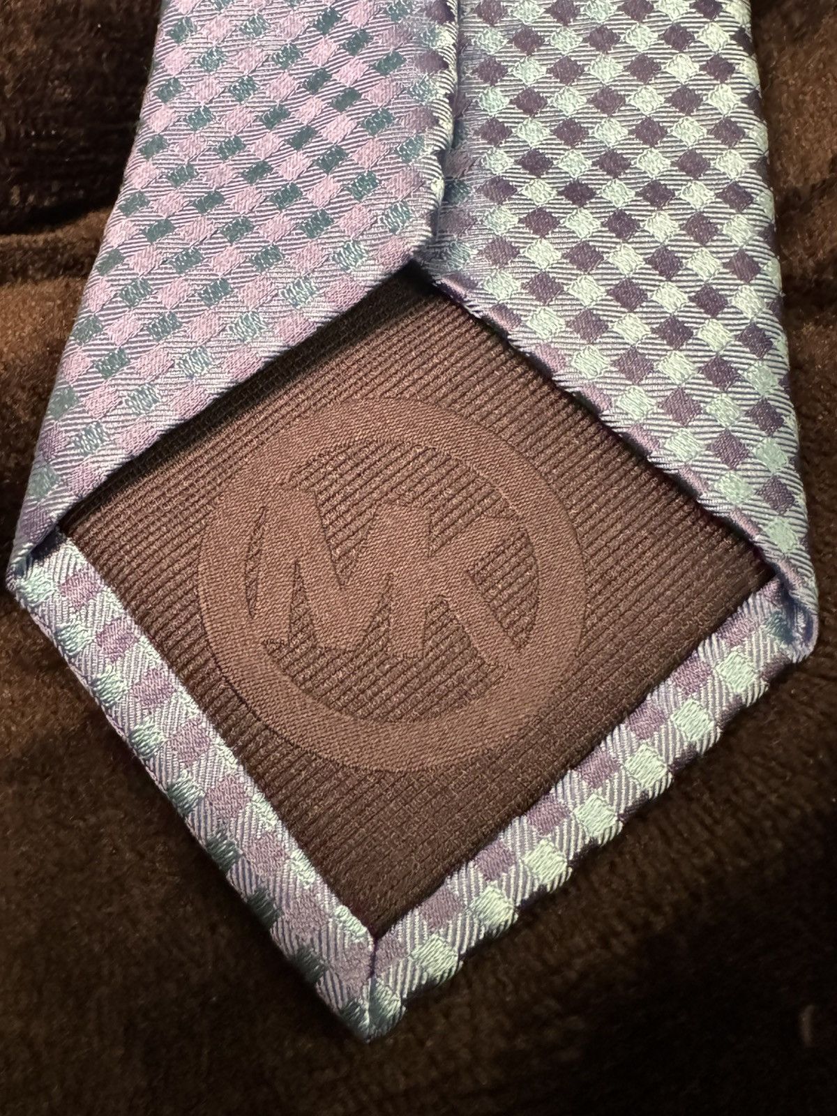 Michael Kors Michael Kors Blue Check Pattern Men's Dress Tie Size ONE SIZE - 5 Thumbnail
