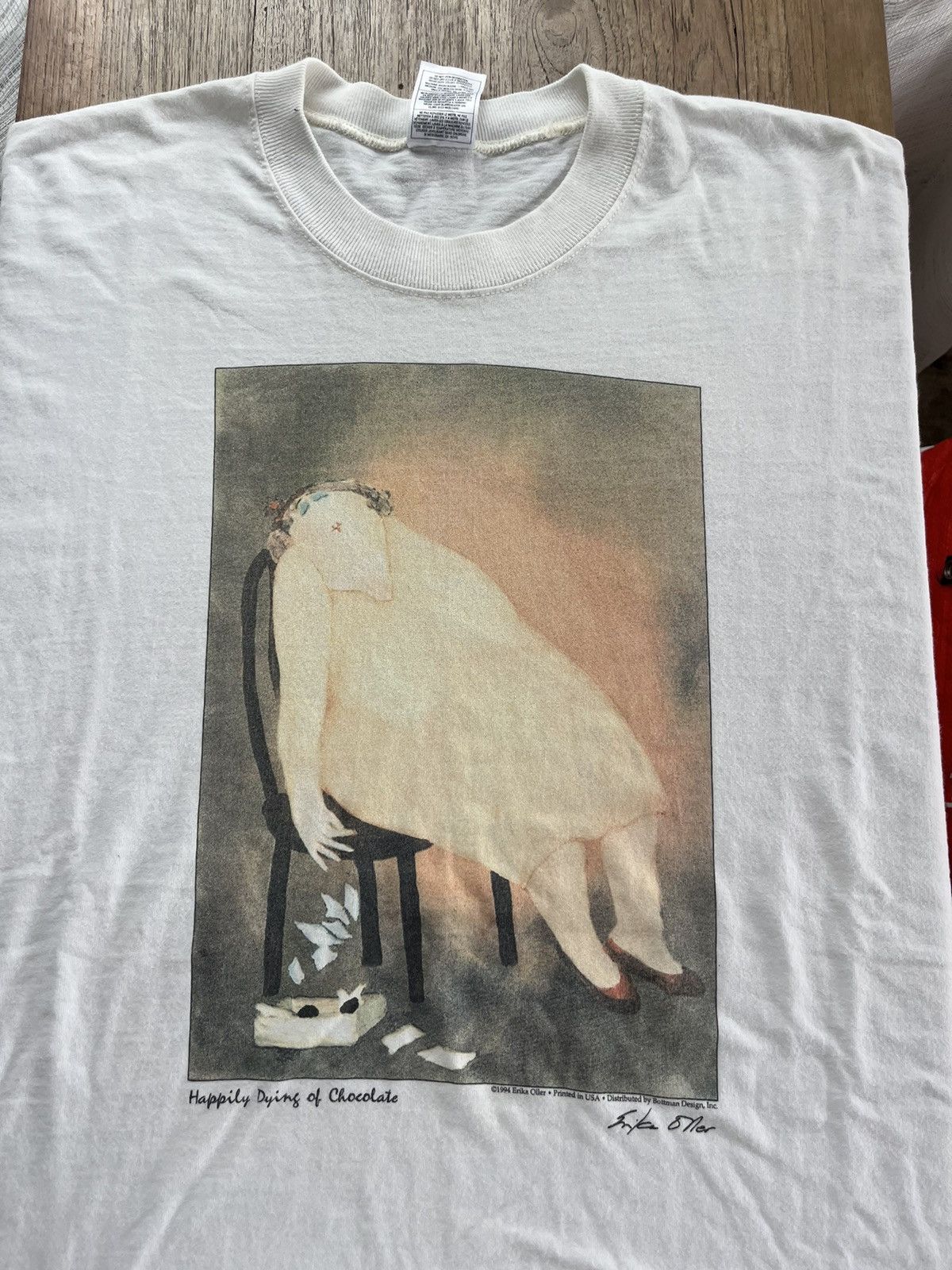 Vintage Vintage Erika Oller Happily Dying Of Chocolate 1994’s Tee’s Size US XL / EU 56 / 4 - 3 Thumbnail