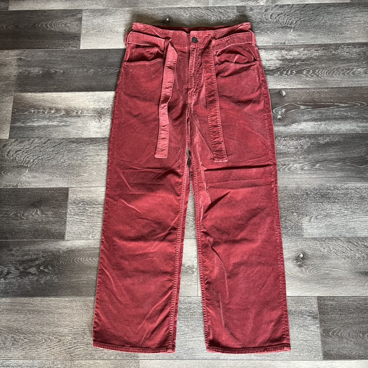 3x1 3x1 Crimson Kelly Velvet Paperbag Tie Belt Wide Leg Jeans Size 30" / US 8 / IT 44 - 1 Thumbnail