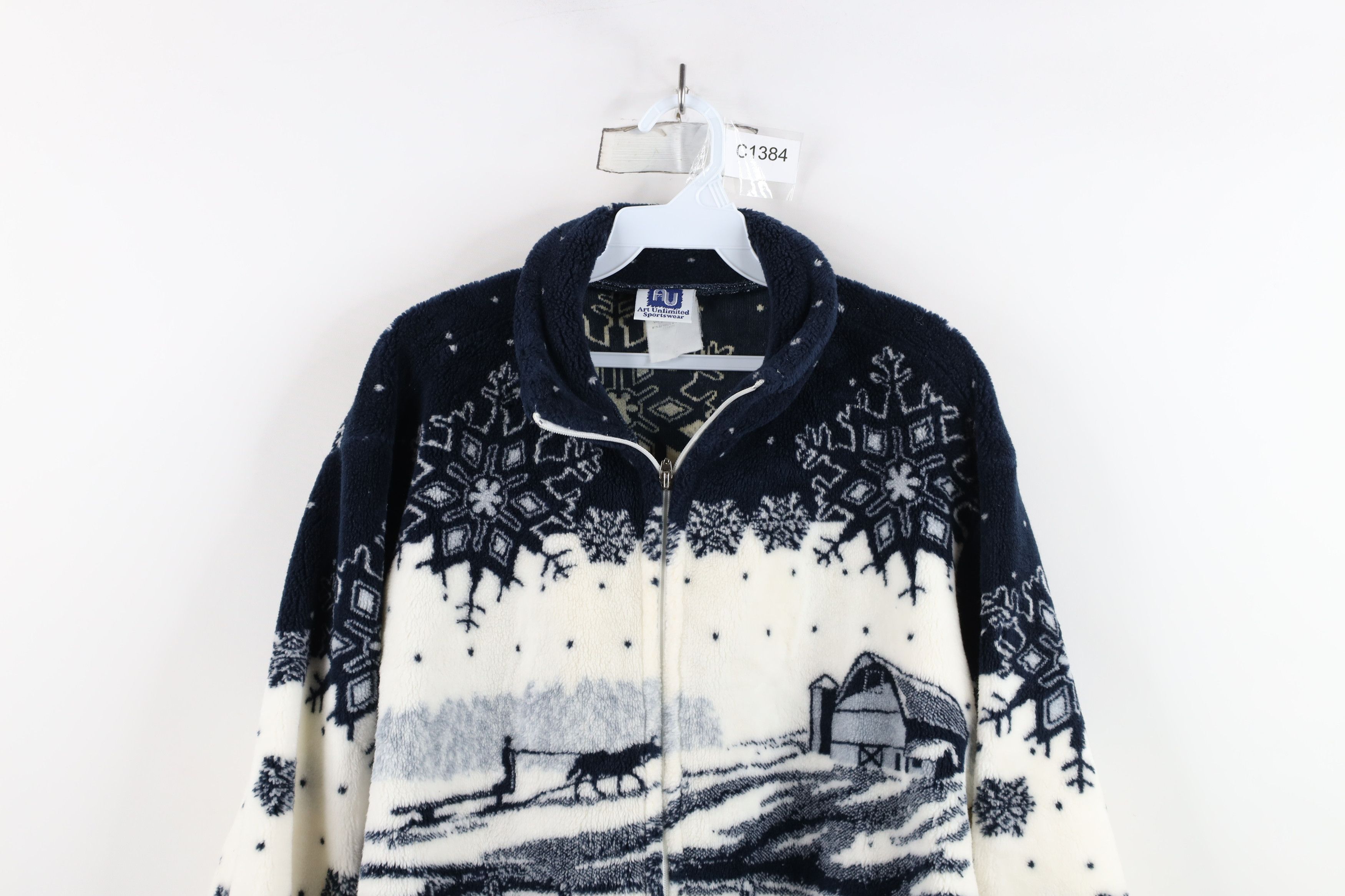 Vintage Vintage 90s Art Unlimited Horse All Over Print Fleece Jacket Size XL / US 12-14 / IT 48-50 - 2 Thumbnail