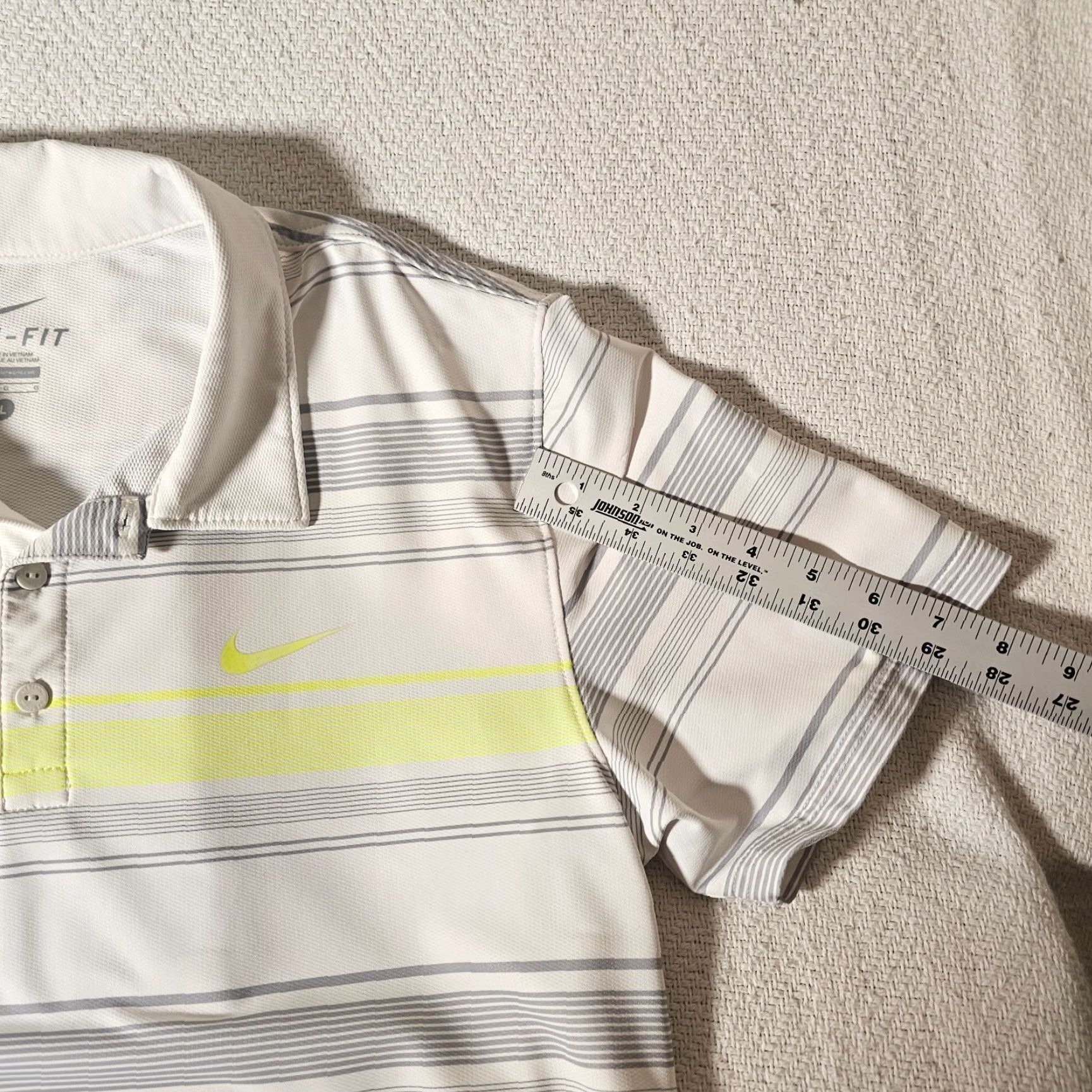 Nike Nike Golf Polo Dri-Fit Short Sleeve 2 Tone Stripe White L Mens Shirt Size US L / EU 52-54 / 3 - 5 Thumbnail