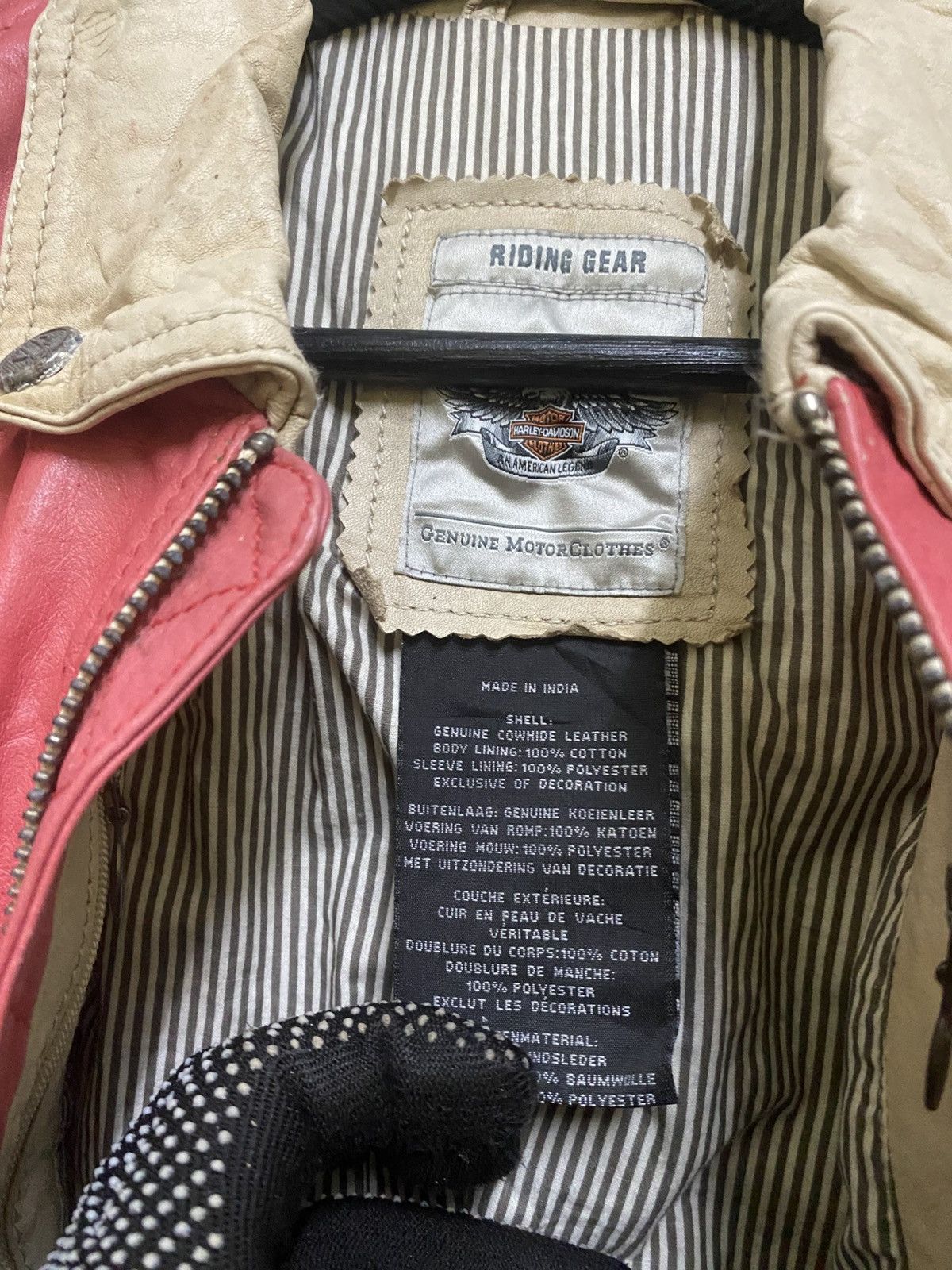 Harley Davidson Vintage Harley-Davidson Red Cream Leather Motorcycle Jacket Size XS / US 0-2 / IT 36-38 - 9 Thumbnail