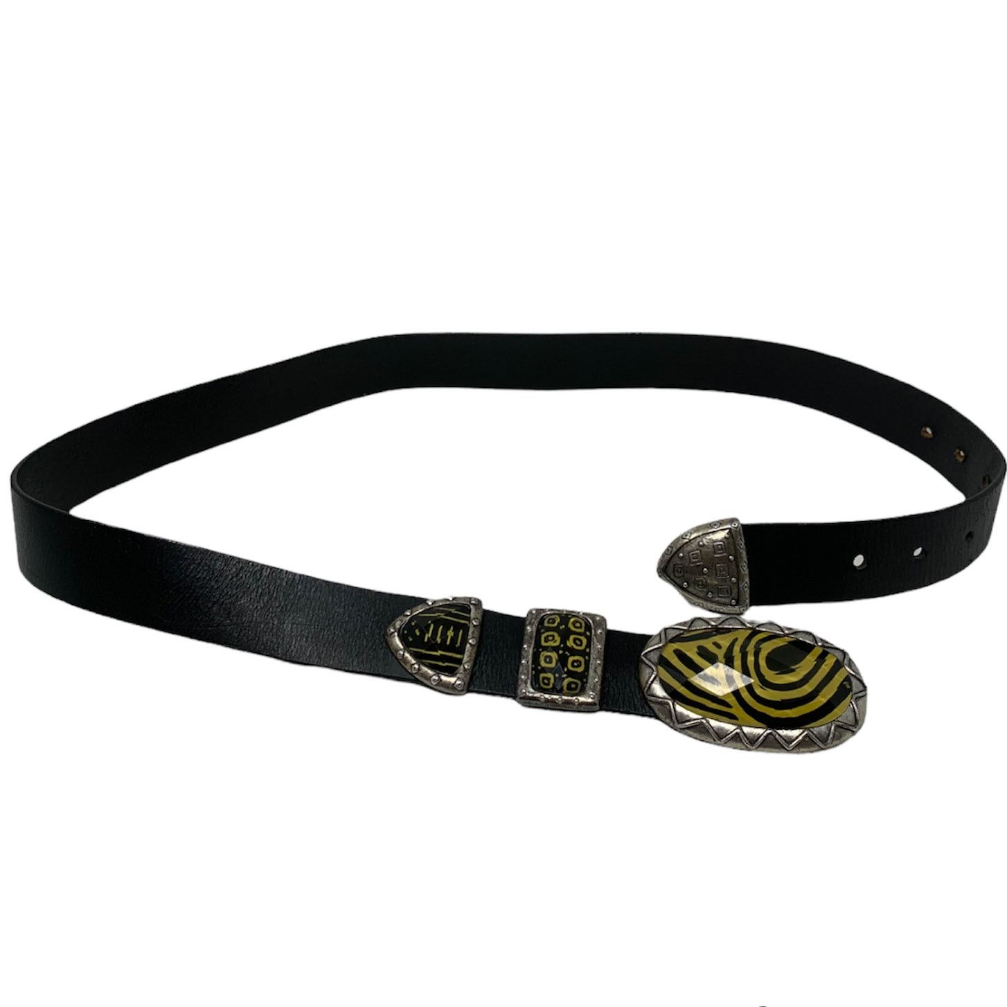 Chicos Chico's black leather belt metal tribal buckle size medium Size ONE SIZE - 1 Thumbnail