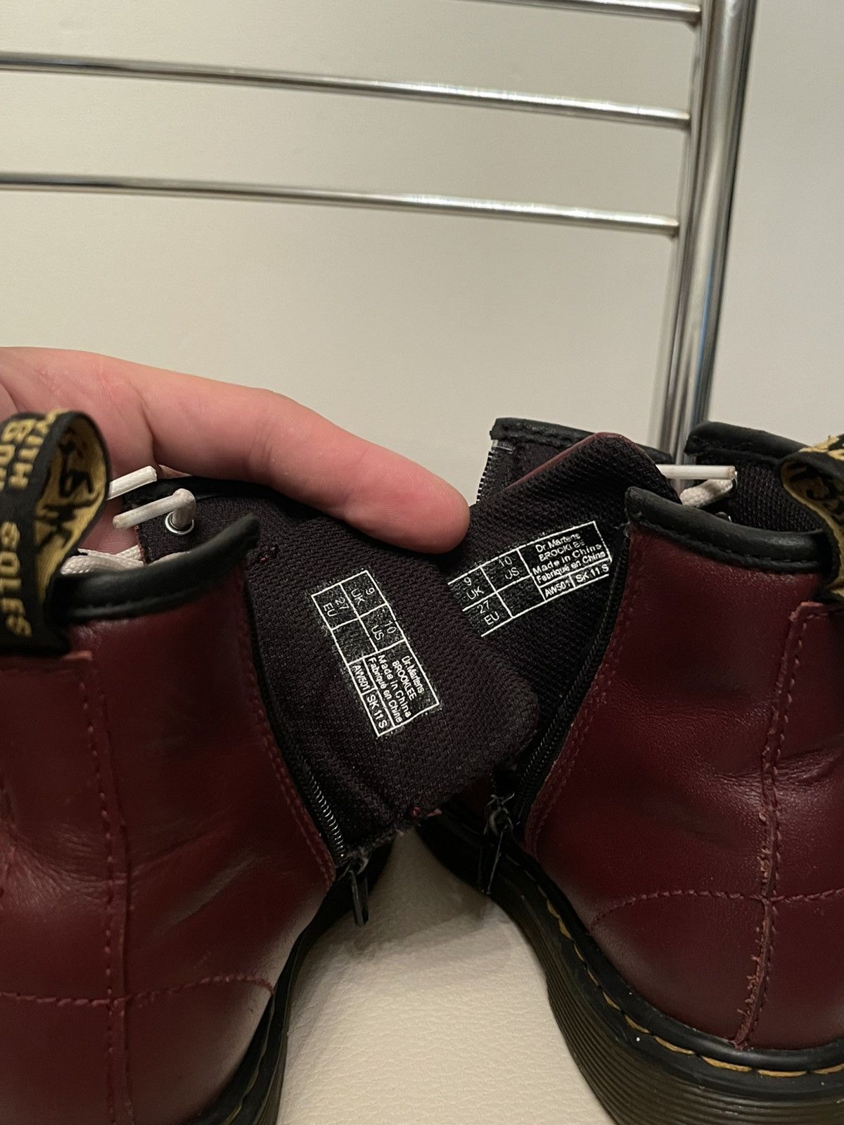 Children of the discordance × Dr. Martens × Red Wing Unisex DR.MARTENS Brooklee 1460 Leather Cherry Zip High-Top Boots Kids UK9 US 10 Size US 4 / IT 34 - 21 Thumbnail
