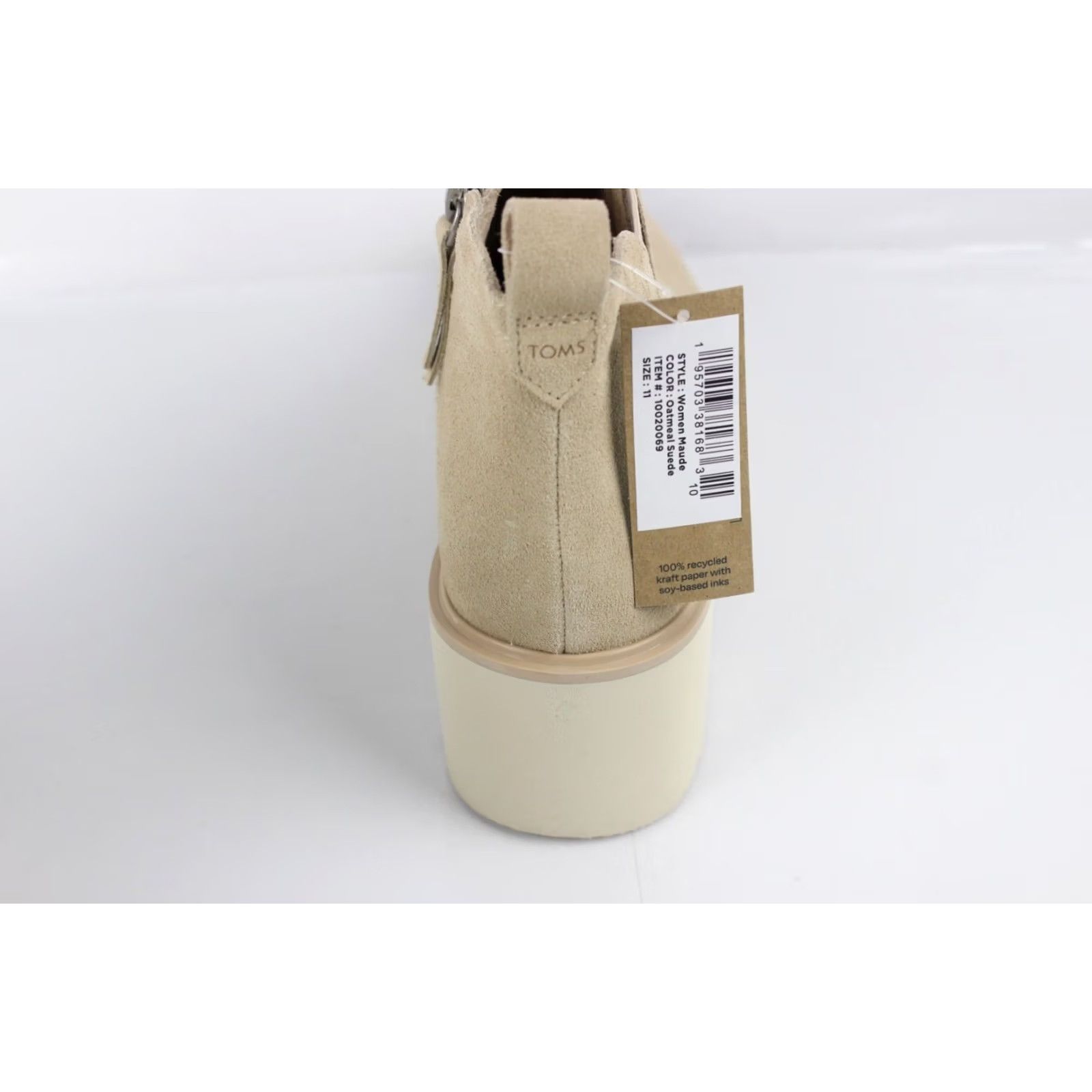 Toms VINTAGE TOMS Women's Maude Wedge Boots Slip On Size 11 Oatmeal Suede 10020069 Size US 11 / IT 41 - 4 Thumbnail