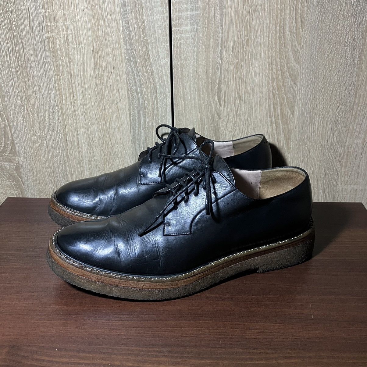 Avant Garde x Dries Van Noten Vintage Dries Van Noten Leather Crepe Derby Shoes in Black (Size 8)