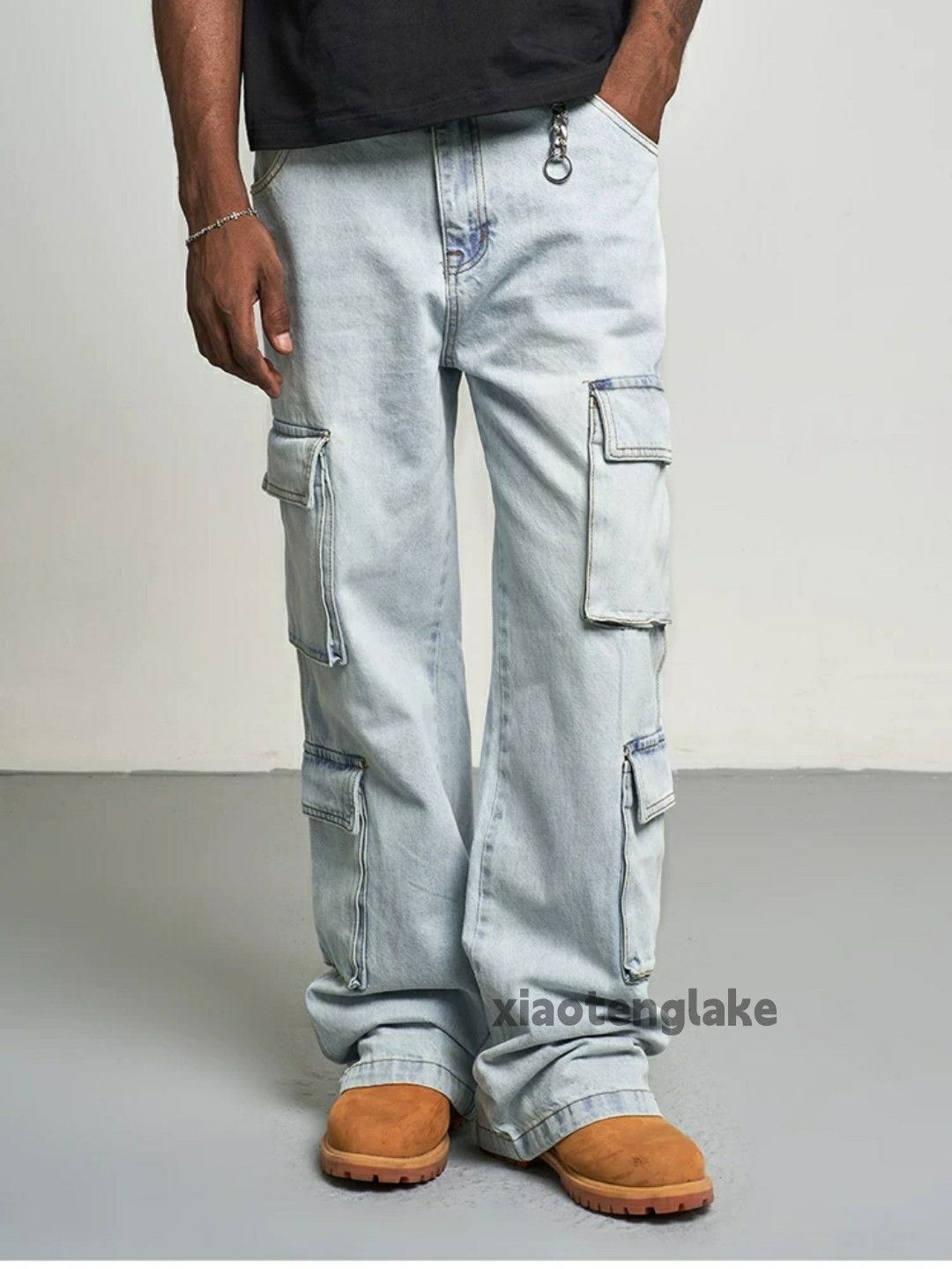 Jean × Vintage washed faded skate hiphop cargo loose baggy jeans Size US 32 / EU 48 - 1 Thumbnail