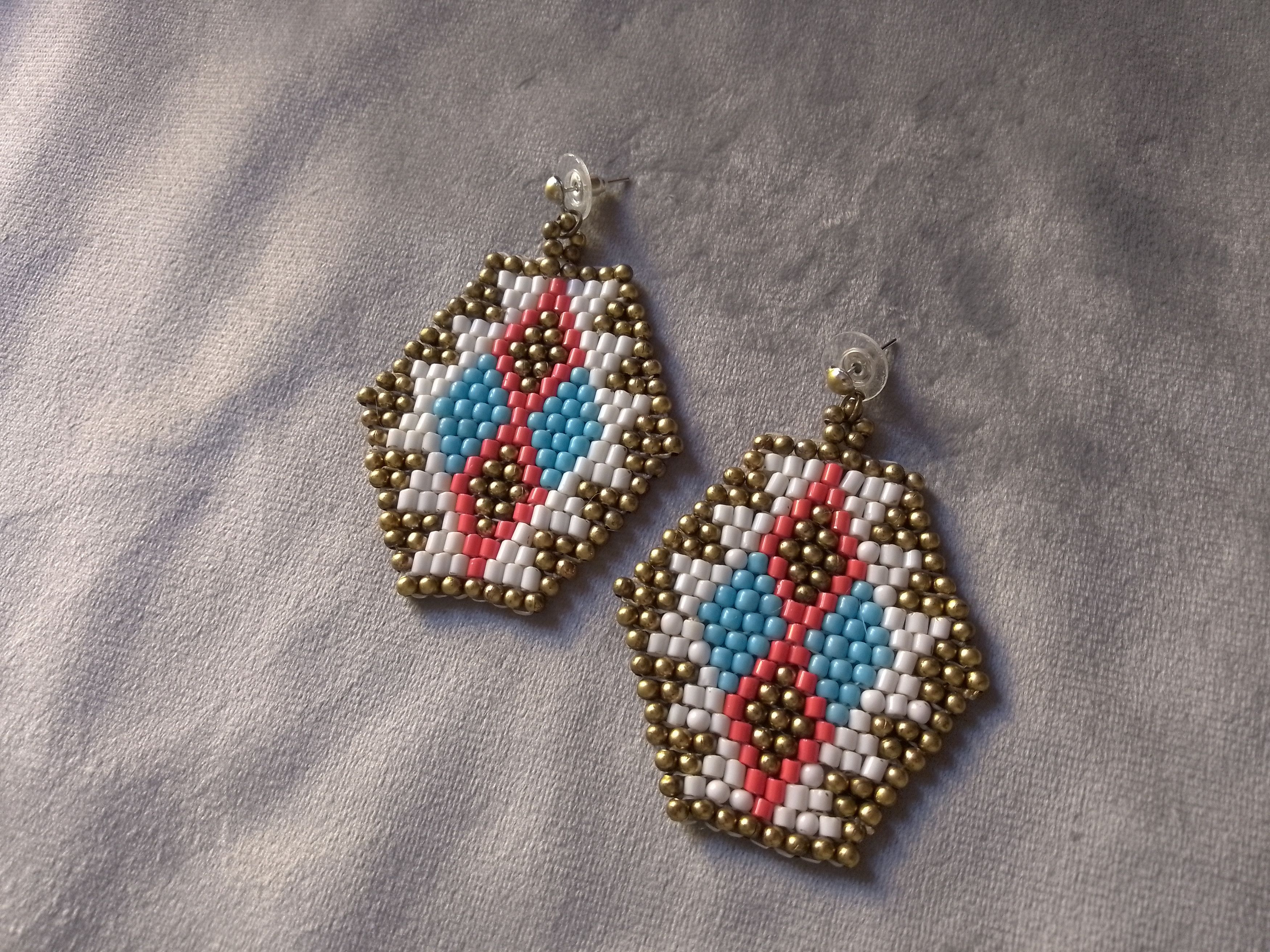 Handmade Earrings Ethnic Native Americans Geometrical Embroidered Size ONE SIZE - 1 Thumbnail