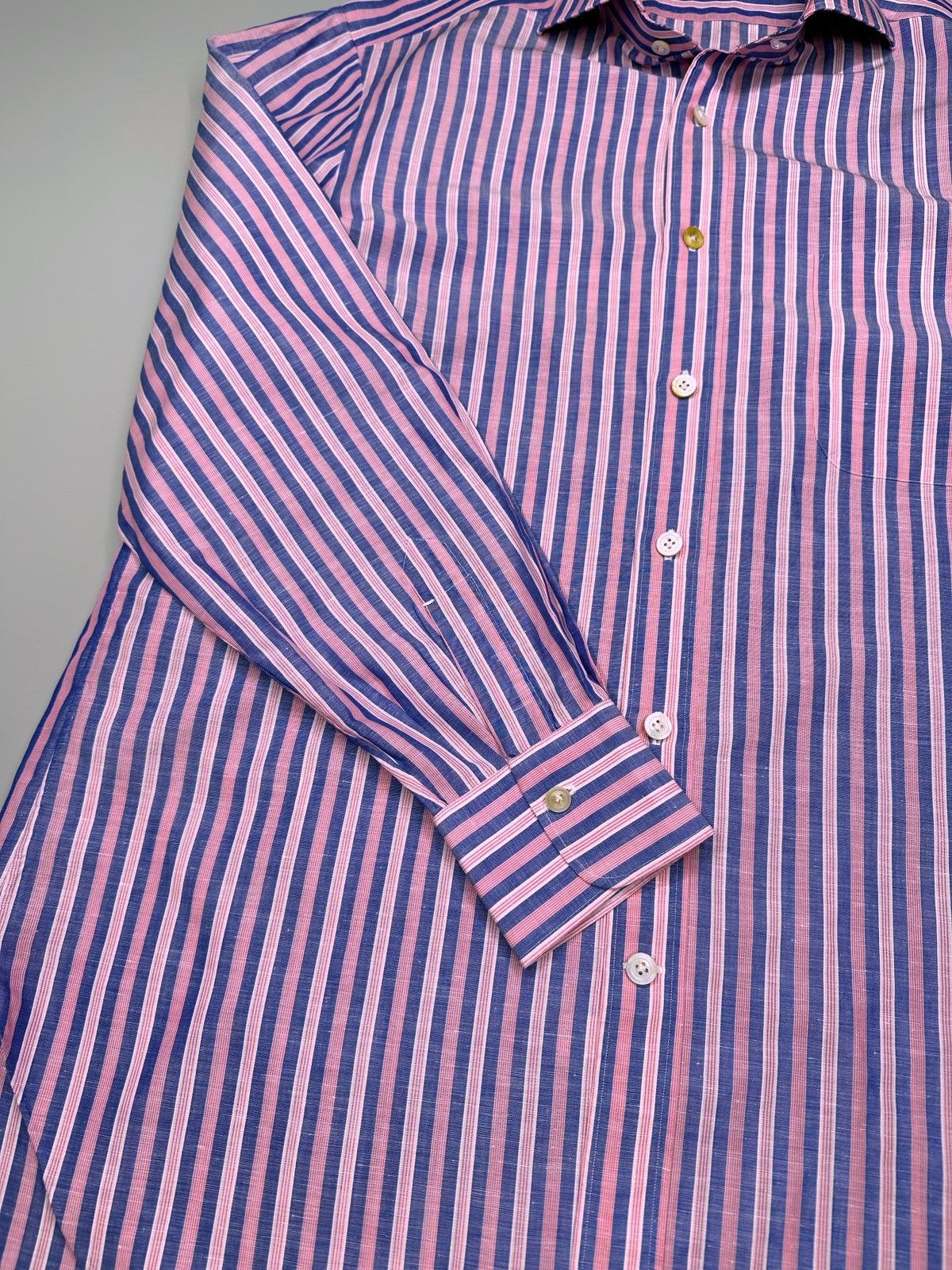 Kiton Kiton Linen Button Up Shirt Size US XL / EU 56 / 4 - 8 Thumbnail