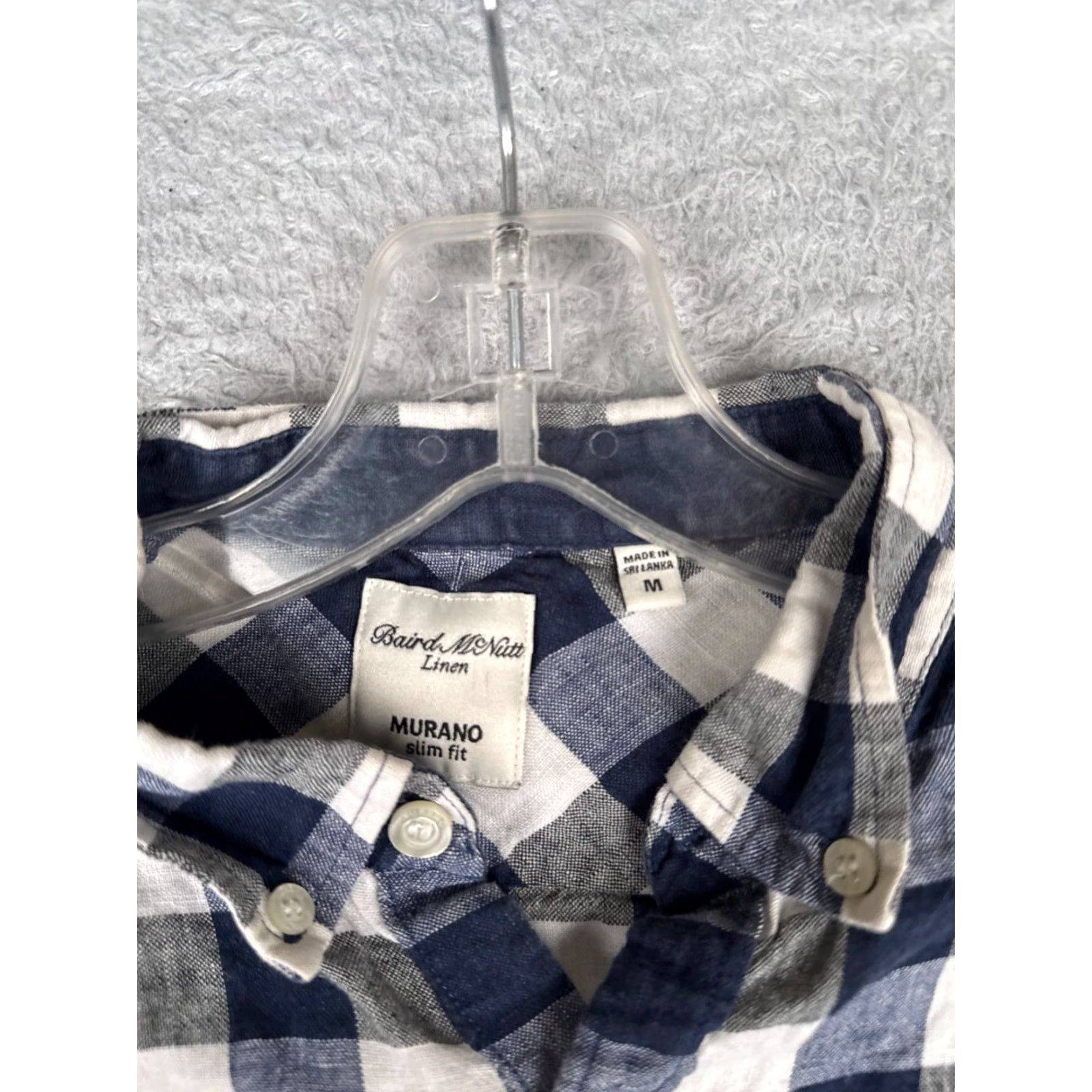Murano Baird McNutt Shirt Women Medium Blue Plaid Button-Up Slim Fit Linen Size M / US 6-8 / IT 42-44 - 6 Thumbnail