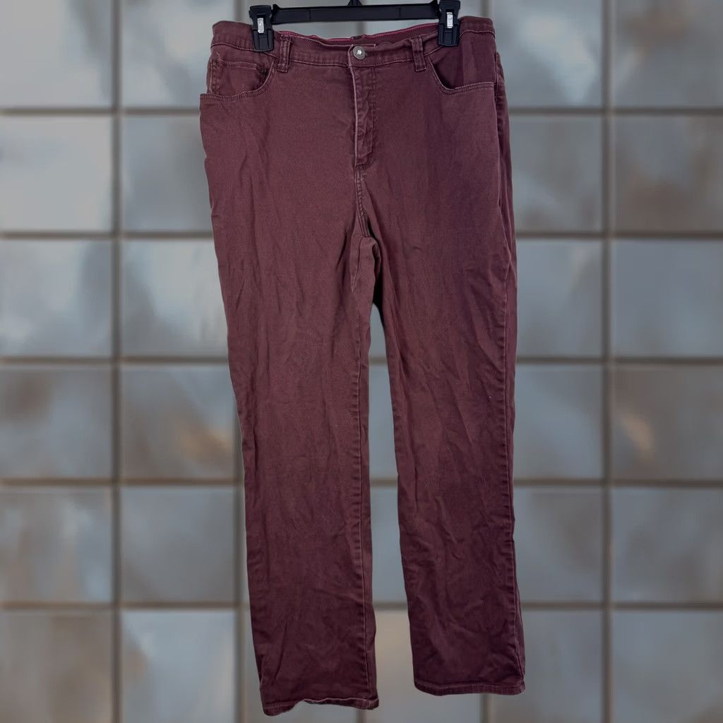 Lee Lee Pants Classic Fit Women’s 14 Medium Burgundy 5 Pocket Flat Front Size 24" / US 00 / IT 34 - 1 Thumbnail