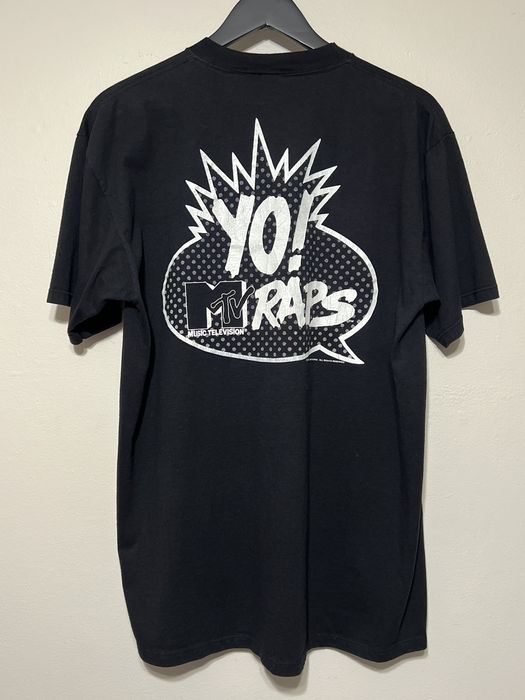 Vintage Vintage 1991 Yo! MTV Raps T Shirt Size L Black Rap Hip Hop