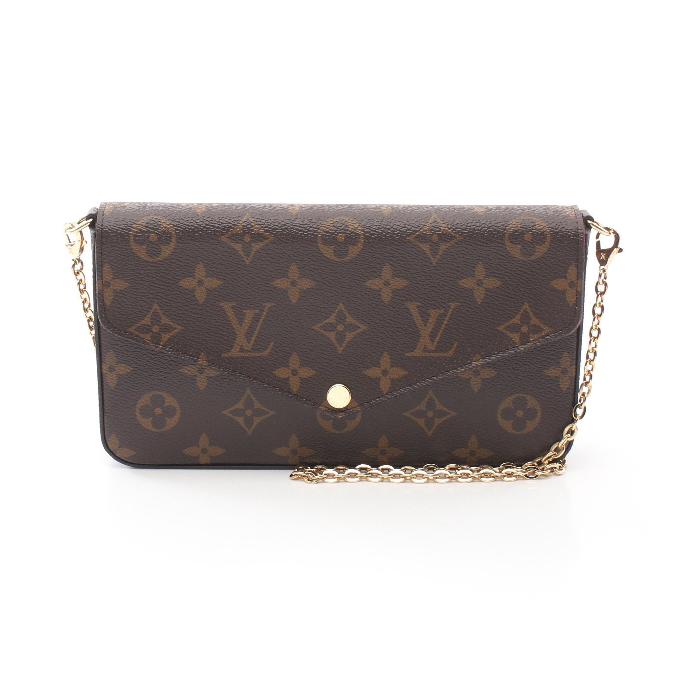 Louis Vuitton Louis Vuitton Pochette Felicie Monogram Fuchsia Chain Wallet Leather Brown Size ONE SIZE - 1 Thumbnail
