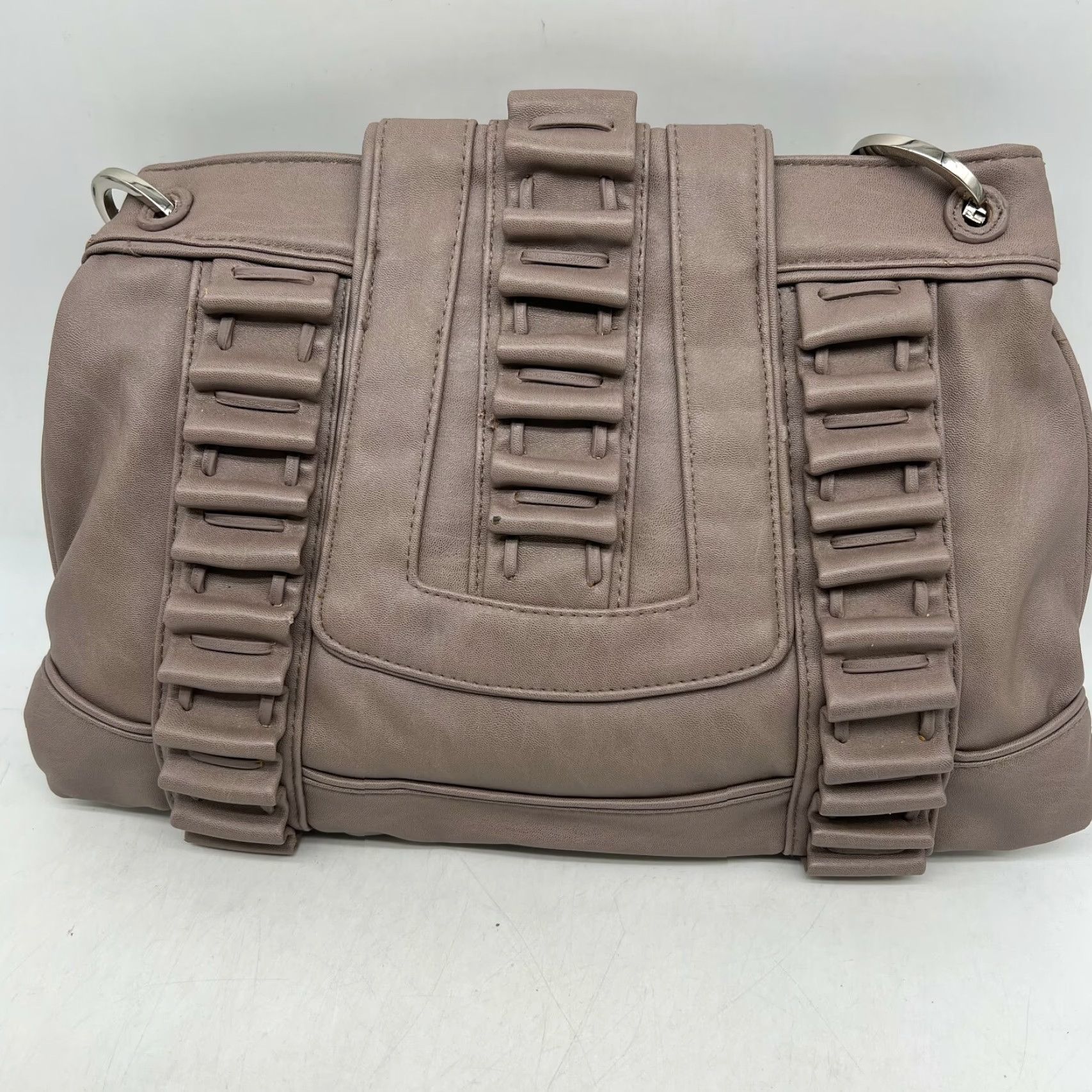 Vintage Mark Leather Shoulder Bag Womens Beige 9X14 Inch Medium Purse Inner Pockets, Handbag, Snap, Designer, Party/Cocktail, Brand Mark, Beige Size ONE SIZE - 3 Thumbnail