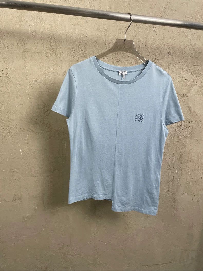Loewe LOEWE Baby blue embroidered logo irregular bottom short sl Size XS / US 0-2 / IT 36-38 - 1 Thumbnail