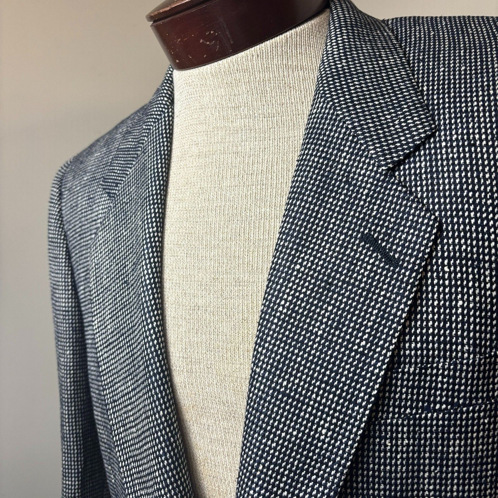 Other Louis Raphael Men's 37-38R Sport Coat Blazer Black White Sil Size 38R - 3 Thumbnail