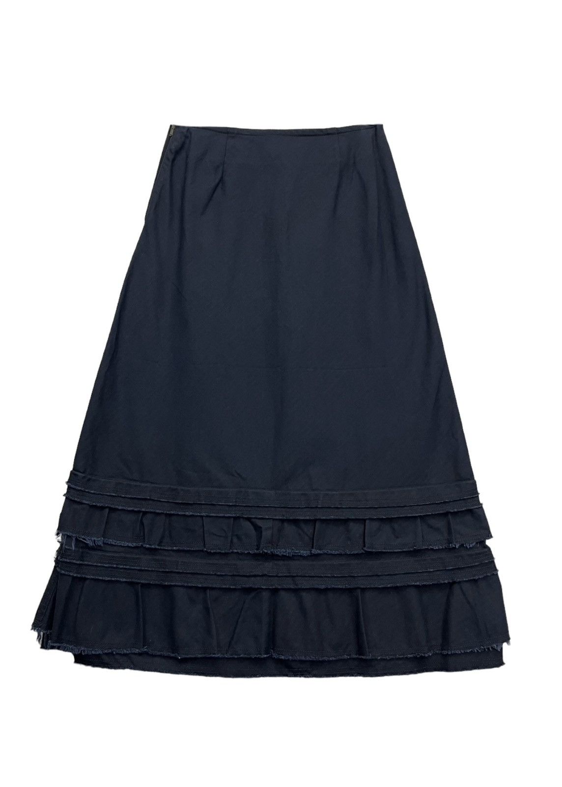 Comme des Garcons × Tricot Comme des Garcons Vtg TRICOT COMME DES GARÇONS Frayed Ruffle Bottom Midi Skirt Size 25" / US 0 / IT 36 - 3 Thumbnail