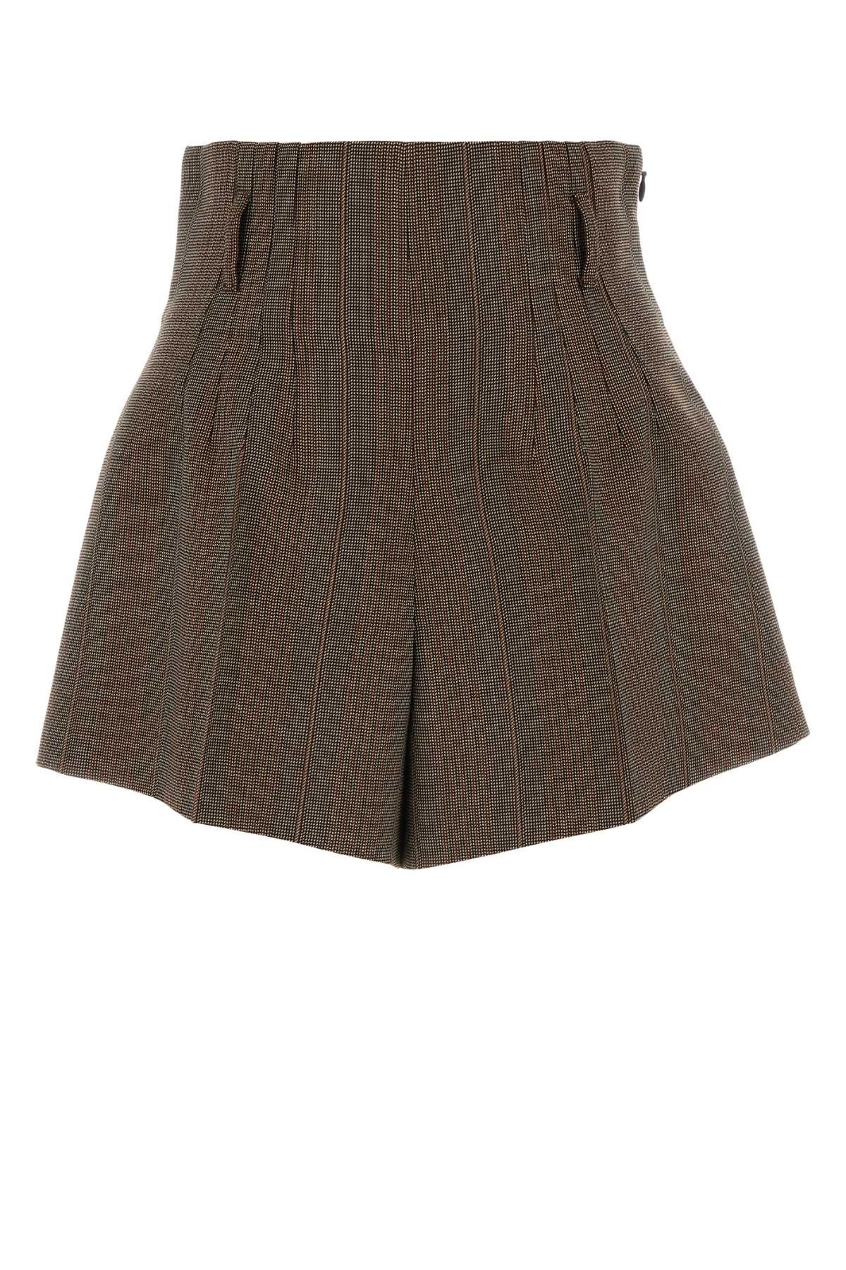 image of Prada Embroidered Wool Shorts in Printed, Women's (Size 28)