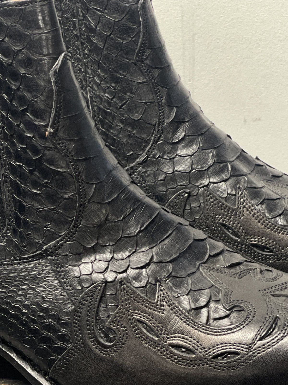 Sancho Boots Real Python Saba 6152 Black Leather Chelsea Boots Genuine Size US 13 / EU 46 - 4 Thumbnail