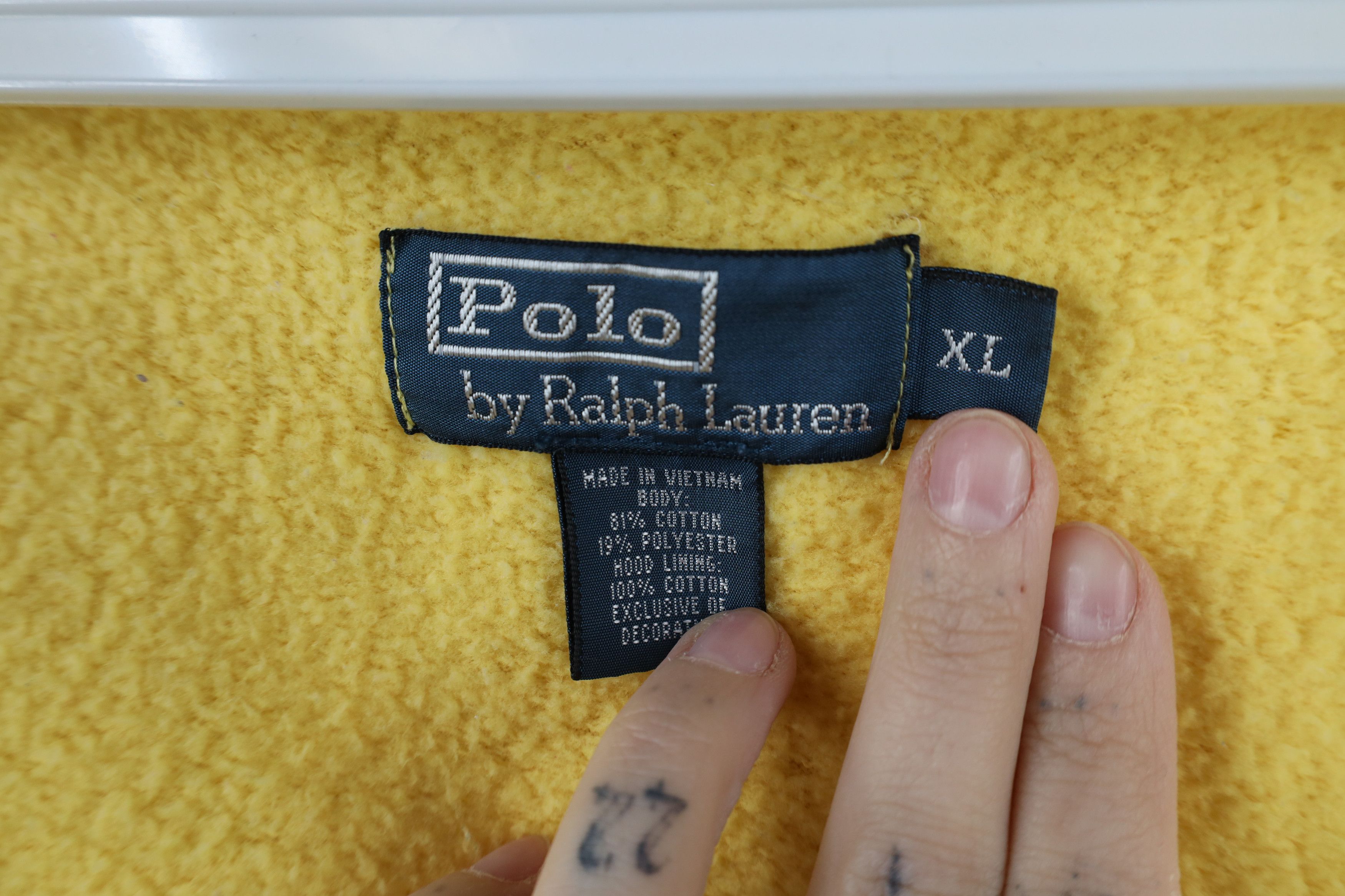 Ralph Lauren Vintage 90s Ralph Lauren Full Zip Hoodie Sweatshirt Yellow Size US XL / EU 56 / 4 - 10 Thumbnail