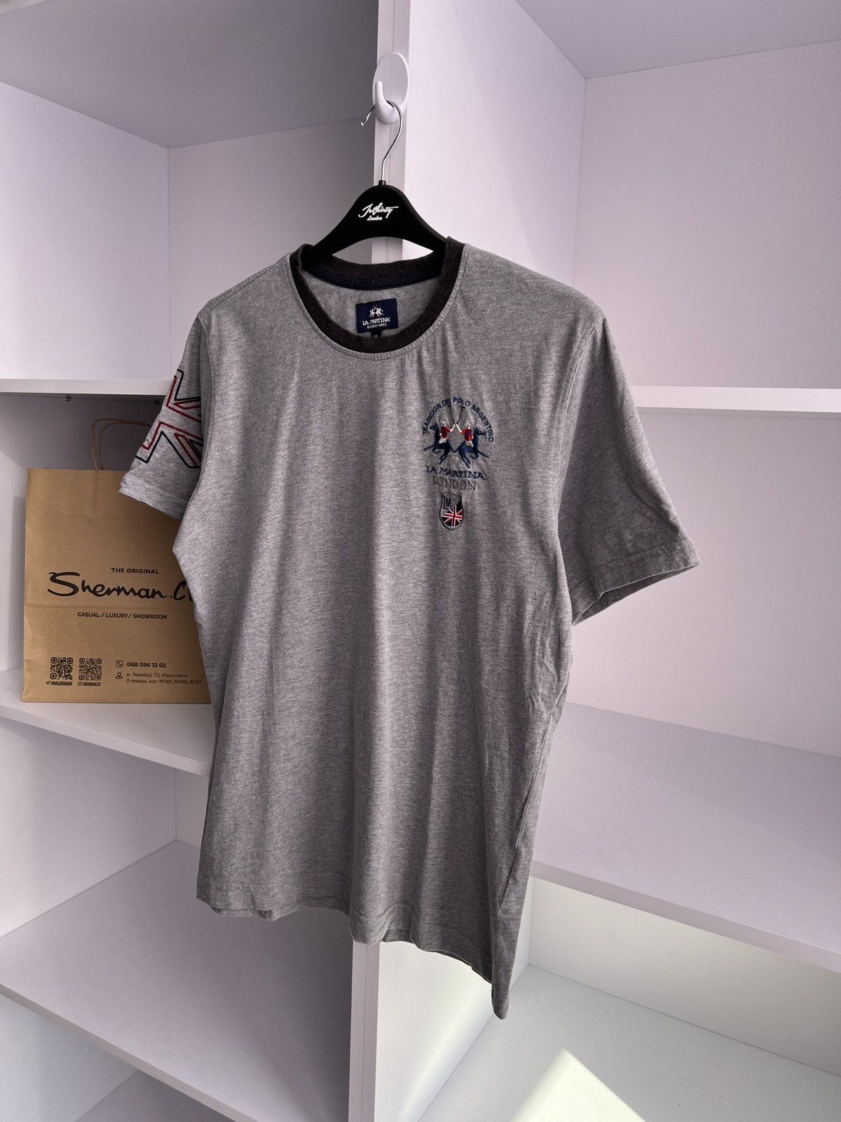 La Martina × Vintage Vintage La Martina London Y2K Gray Tee Size US L / EU 52-54 / 3 - 7 Thumbnail