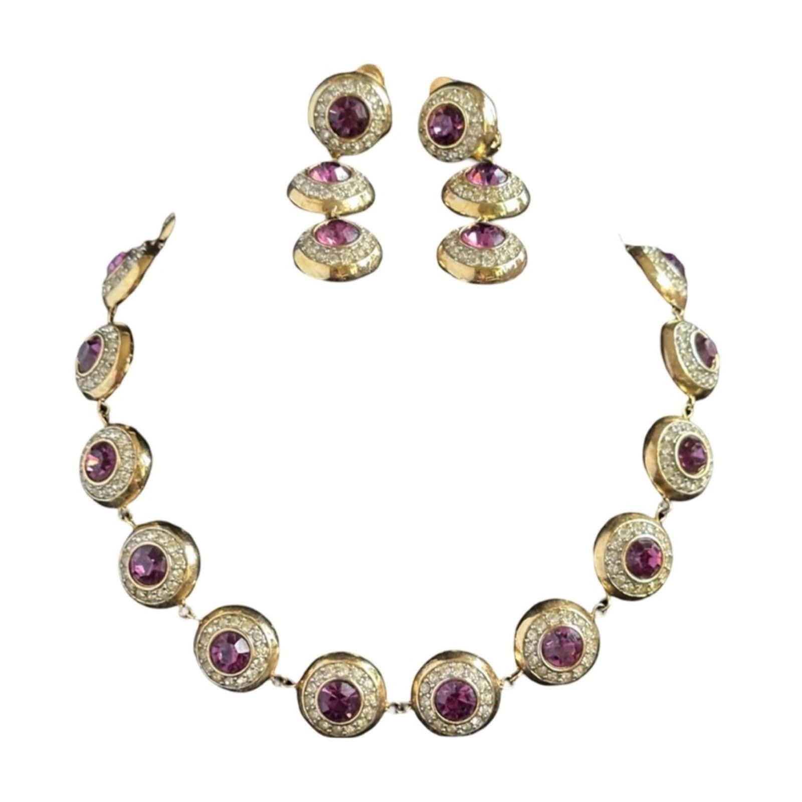 Rhinestone & Purple Sapphire Bridal Set