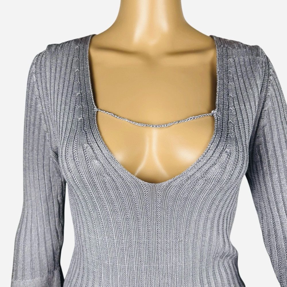 Free People NWT New $128 Free People Ribbed V-Neck 3/4 Sleeve Silver To Size M / US 6-8 / IT 42-44 - 2 Thumbnail