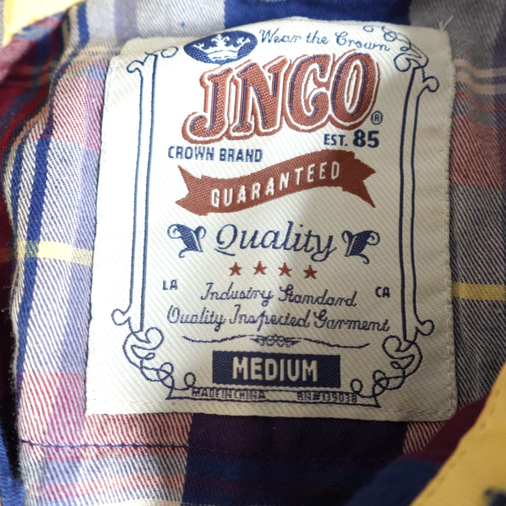 JNCO JNCO Mens Shirt M Blue Red Plaid 100% Cotton Button-Up Long Sleeve Casual Pockets Size US M / EU 48-50 / 2 - 2 Thumbnail