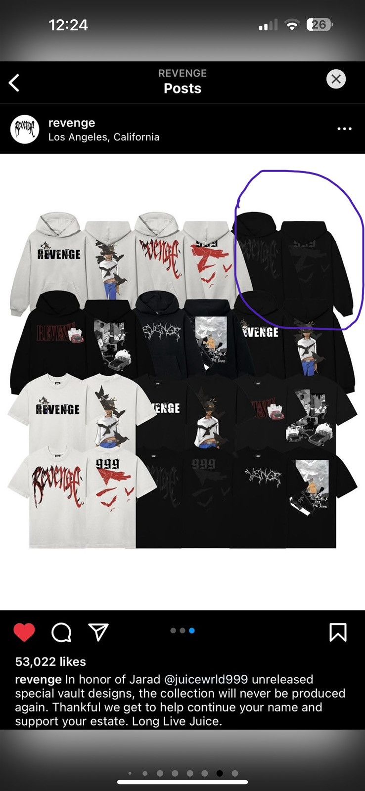 999 Club × Revenge Revenge juice wrld Hoodie Size US XL / EU 56 / 4 - 6 Thumbnail