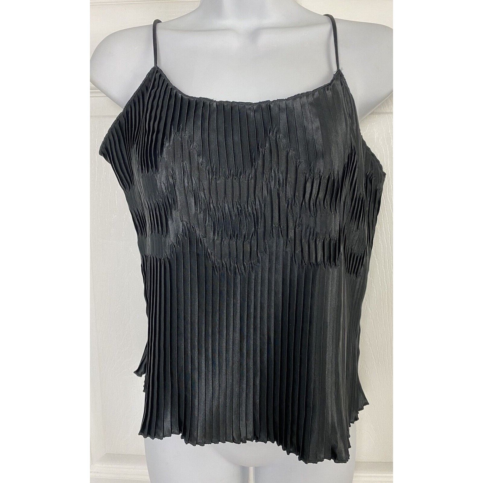 Other Ilise Stevens Tank Top Crinkle Black Silky USA Blouse Size S / US 4 / IT 40 - 2 Thumbnail