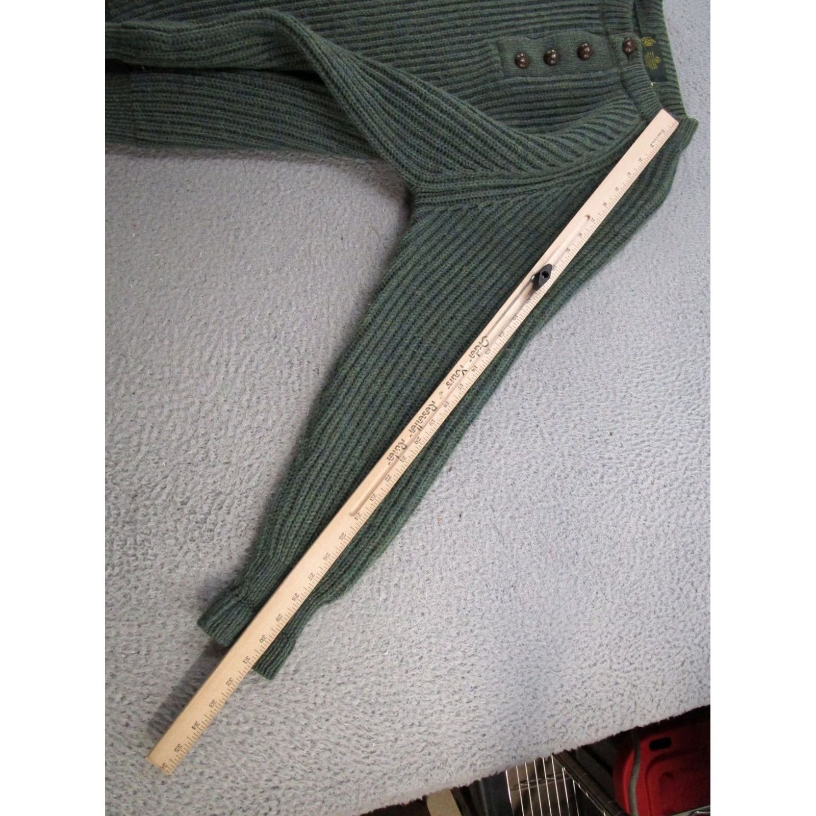 Olive VINTAGE Handcraft LTD. Men's Pure New Wool Heavy Knit Sweater Olive Green XL Crew Neck Pullover Knit Wool 80s 90s Retro, Casual, Workwear Mens Size US XL / EU 56 / 4 - 7 Thumbnail