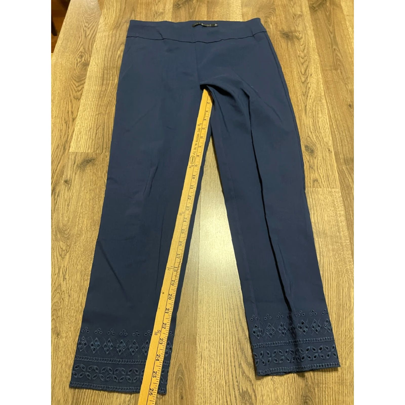 Vintage One 5 One Pants Women's Size 6 Blue Pull On Straight Leg Eyelet Hem Size 28" / US 6 / IT 42 - 6 Thumbnail