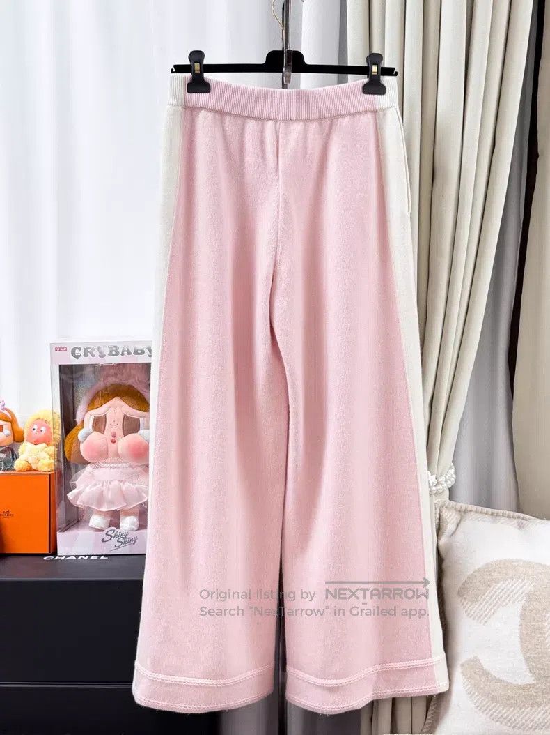 Chanel Chanel White stripe long cashmere knitted wide-leg pants e Size 25" / US 0 / IT 36 - 3 Thumbnail