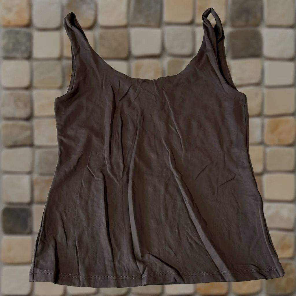 H&M H&M Tank Women Size S Brown Sleeveless Shirt, Slim Fit, Scoop Neck, Polyester Blend, Casual Top Size S / US 4 / IT 40 - 1 Thumbnail