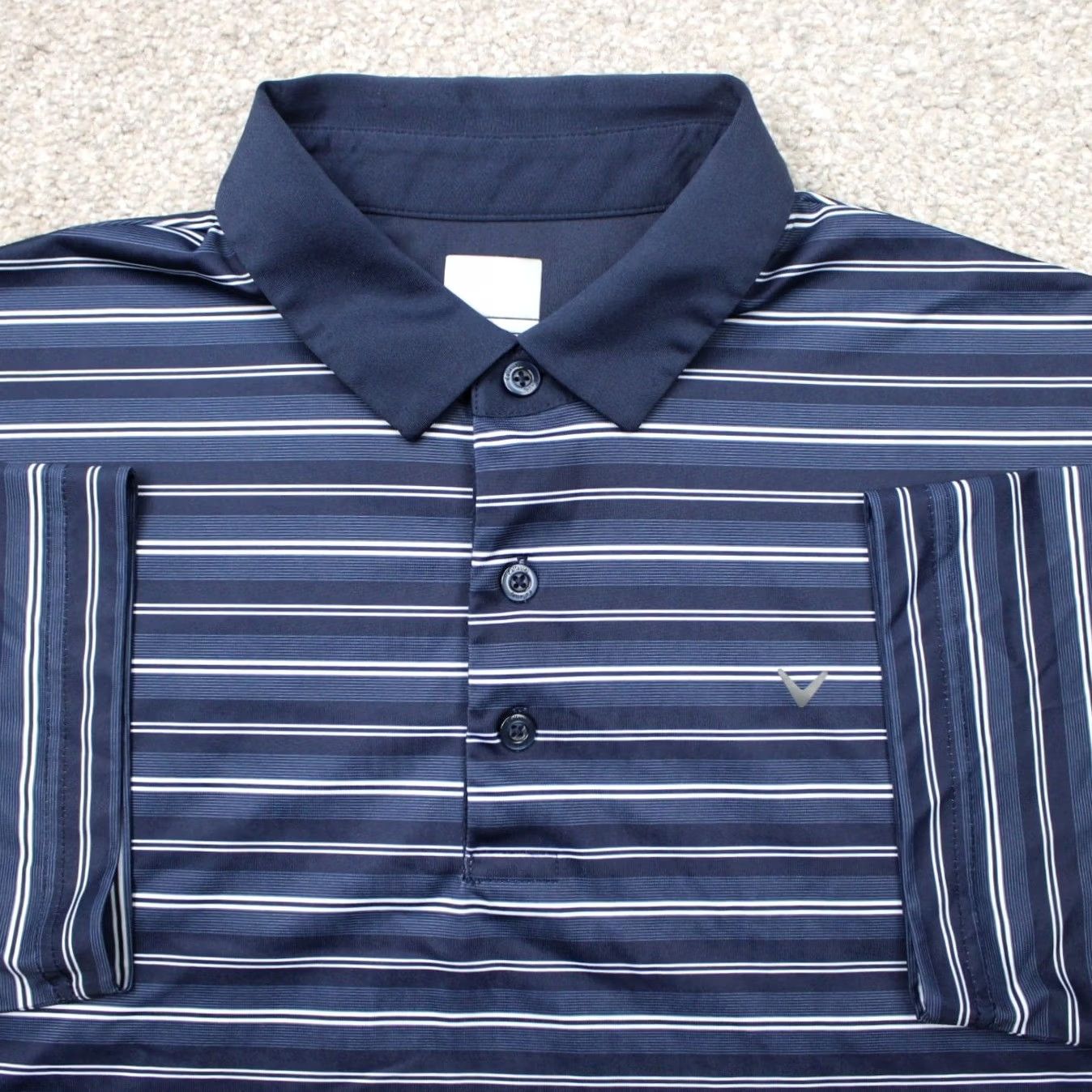 Callaway Callaway Polo Shirt Mens Large Blue/White Striped Opti-Dri Golf Short Sleeve Polo Shirt Size US L / EU 52-54 / 3 - 2 Thumbnail