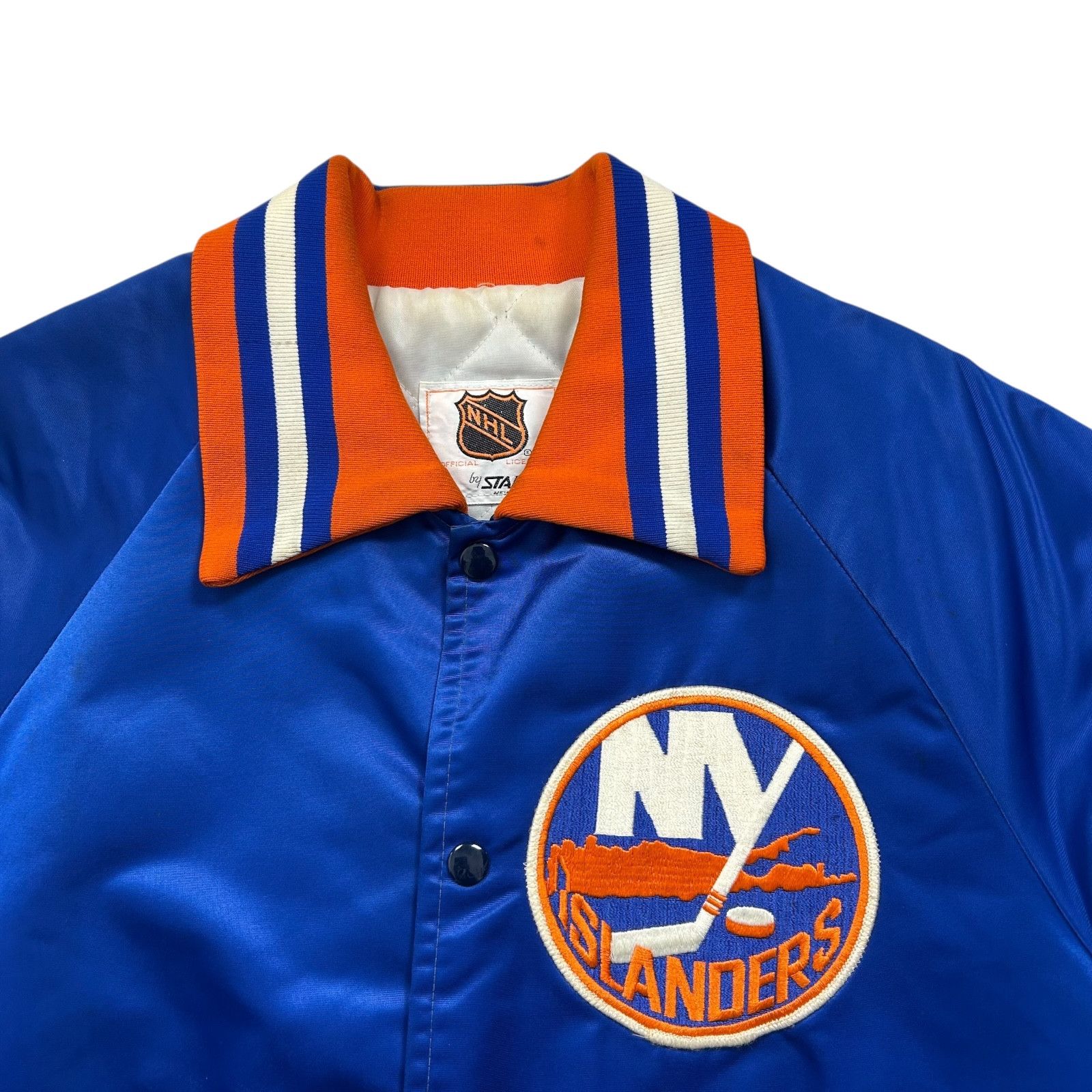 NHL VTG 90s NEW YORK ISLANDERS STARTER SATIN JACKET SPELL OUT Size US M / EU 48-50 / 2 - 4 Thumbnail