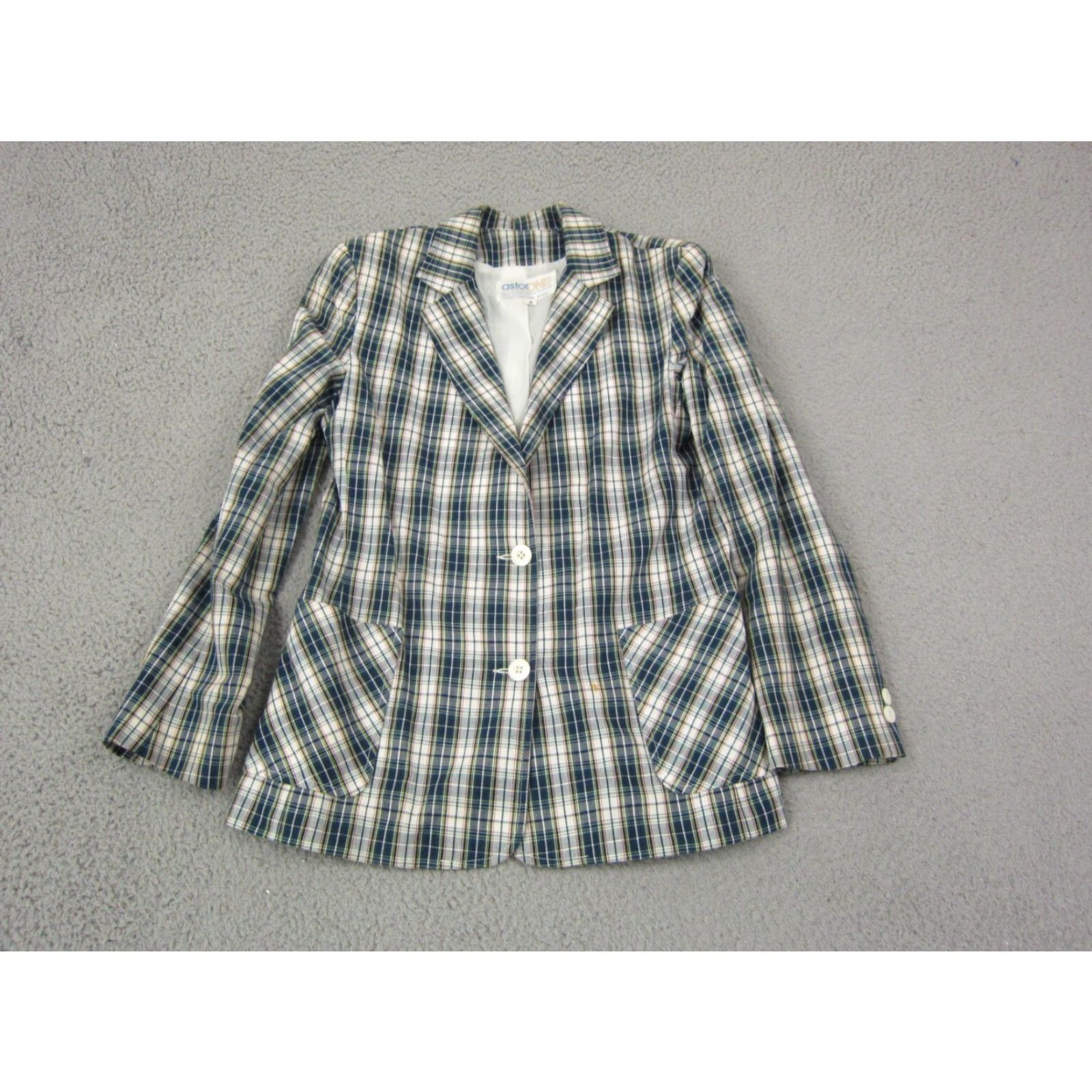 Vintage VINTAGE Astor One Jacket Womens 8 Medium Blue Checkered Blazer Coat 70s Womens Blazer Mens? Size M / US 6-8 / IT 42-44 - 2 Thumbnail