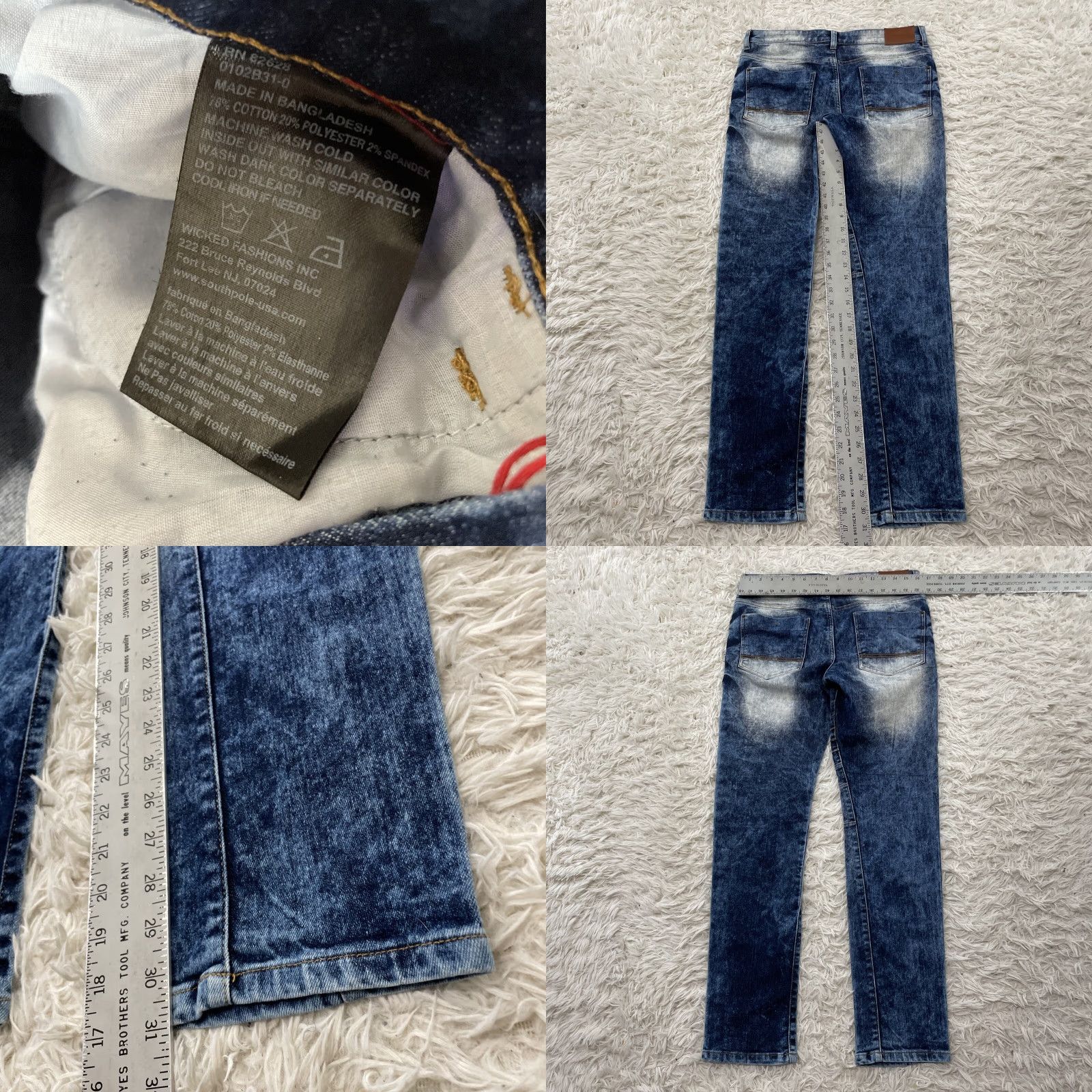 Southpole SOUTHPOLE Jeans Men 32x31 Y2k Streetwear Acid Fade Wash Blue Hip Hop Moto Denim Jeans Size US 33 - 8 Thumbnail