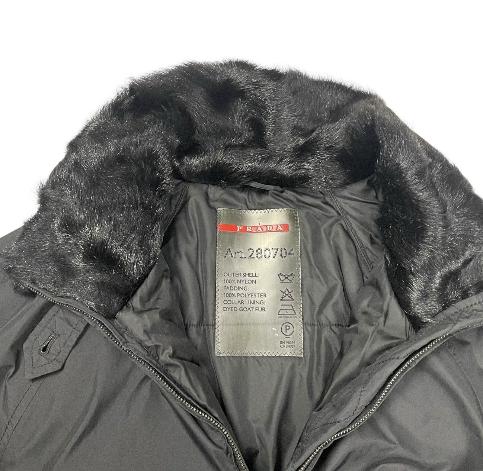 Prada Prada Goretex Jacket Fur Trim Belted Coat Black Goat Fur Size L / US 10 / IT 46 - 3 Thumbnail