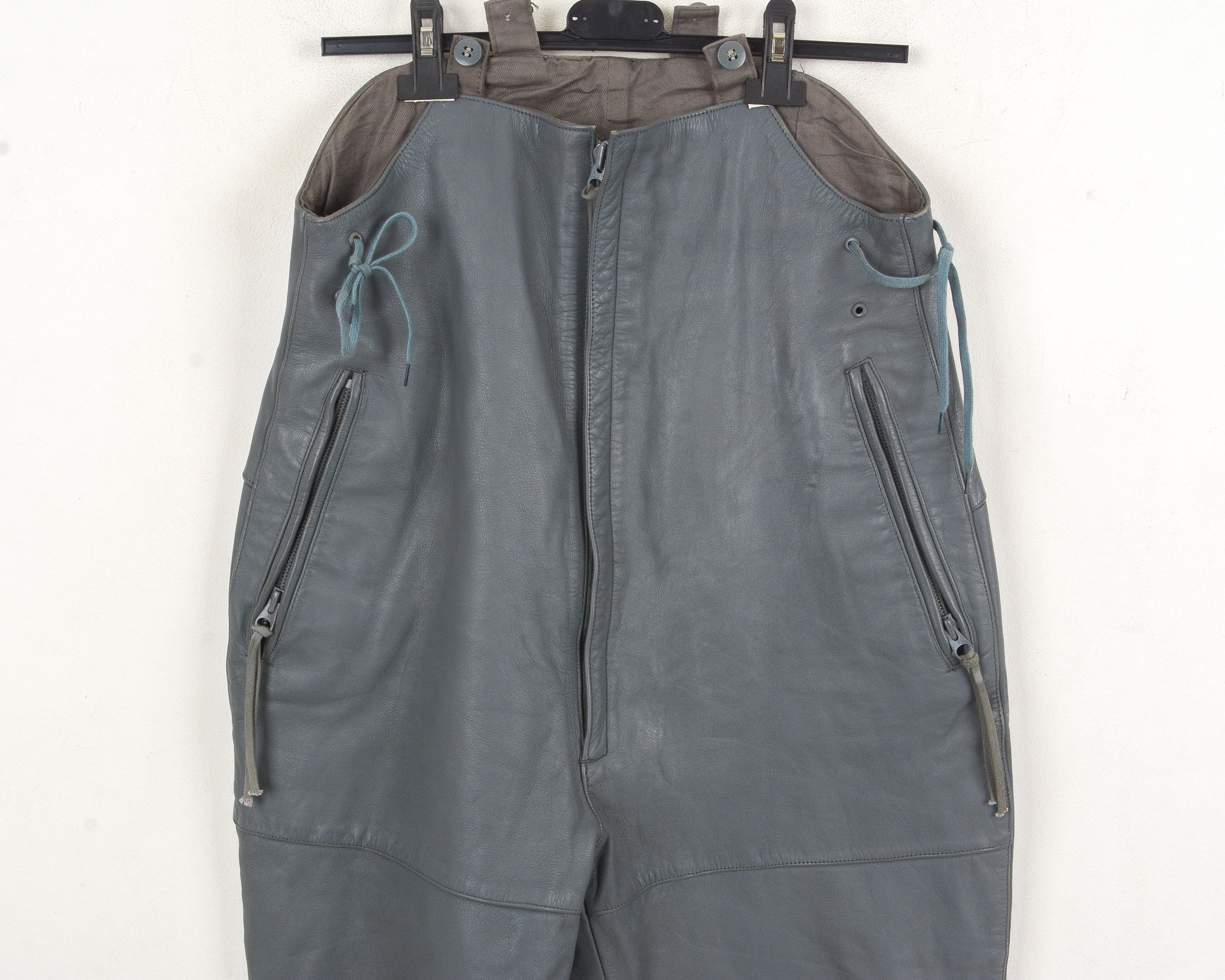 Leather Striwa 1960 army rider's leather pants 60's trousers S Bibs Size US 32 / EU 48 - 2 Thumbnail