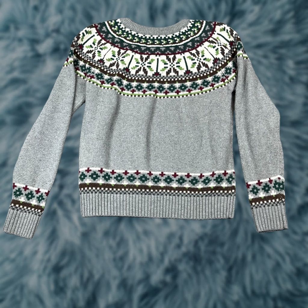 Bellfield Bellfield Nordick Sweater Medium Grey Wool Fair Isle Crewneck Knitted UK Shirt Unisex Adults M Gray Classic Nordic Ski Pullover Crew Neck Size US M / EU 48-50 / 2 - 1 Thumbnail