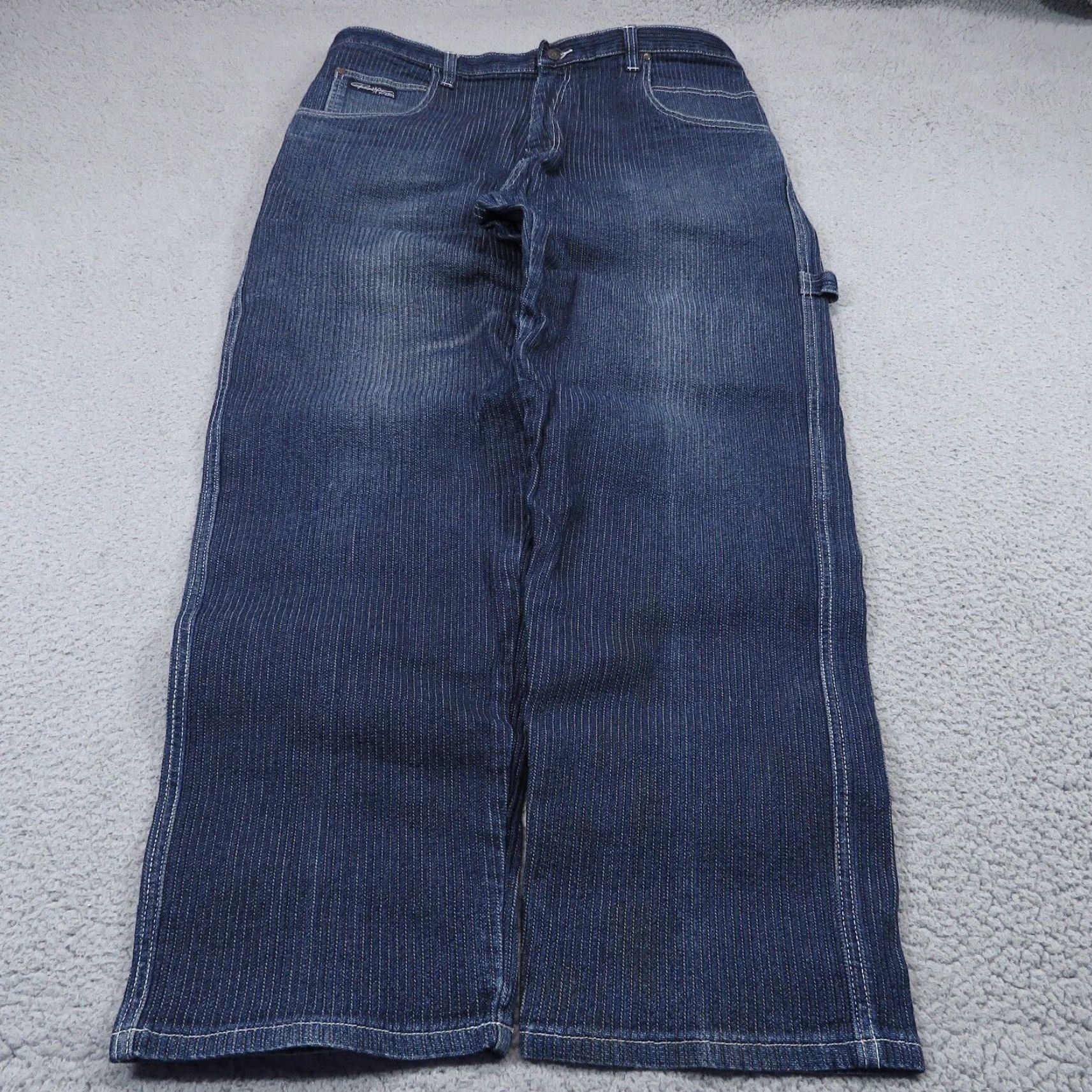 Express VTG Brooklyn Xpress Jeans 38x32 Baggy Y2K Carpenter Skater High Rise Striped Denim 5-Pocket Mens Jeans Size US 38 / EU 54 - 2 Thumbnail
