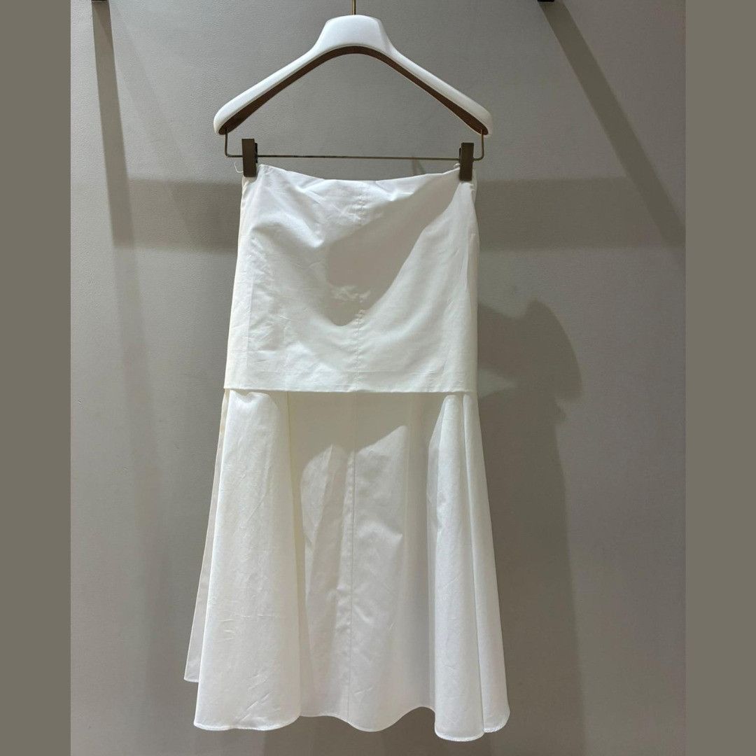 Loewe o1in1g0526 Wrap-panel Flared Cotton Midi Skirt in White Size 27" / US 4 / IT 40 - 1 Thumbnail