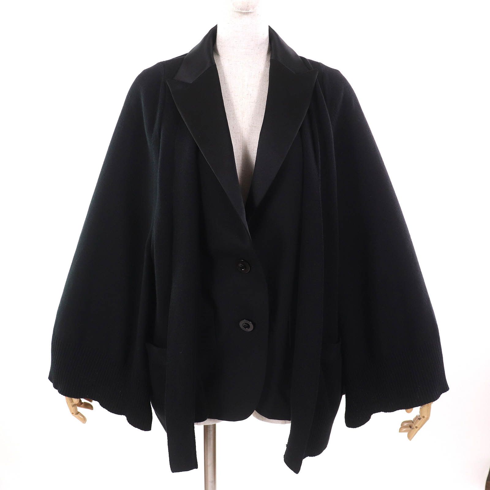 Sacai Sacai Sacai GREEN PANELED CARDIGAN Knit Cardigan Cotton Tops 22-05907 Size ONE SIZE - 1 Thumbnail