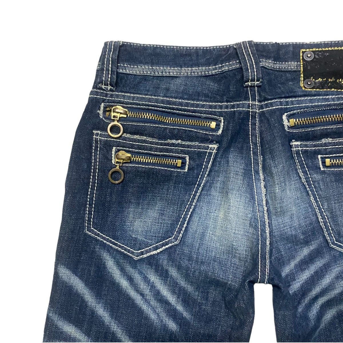Japanese Brand ARMY OF NO Whisker Denim Flare Jeans Size US 30 / EU 46 - 10 Thumbnail